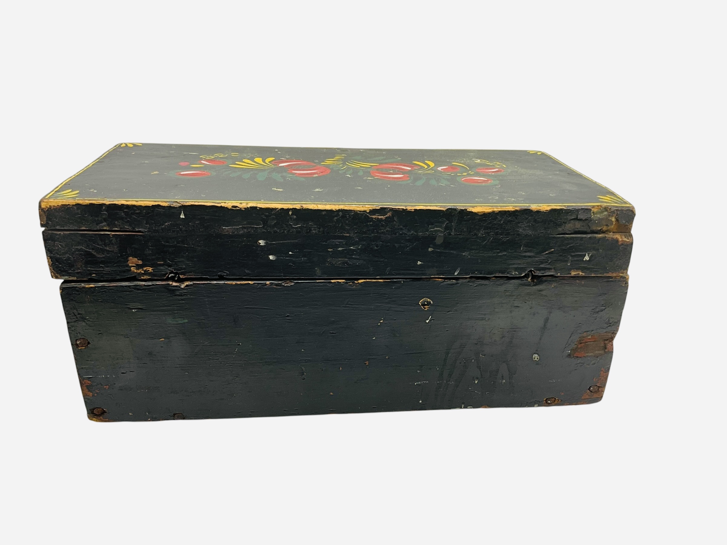 Antique Wooden Toleware Painted Box