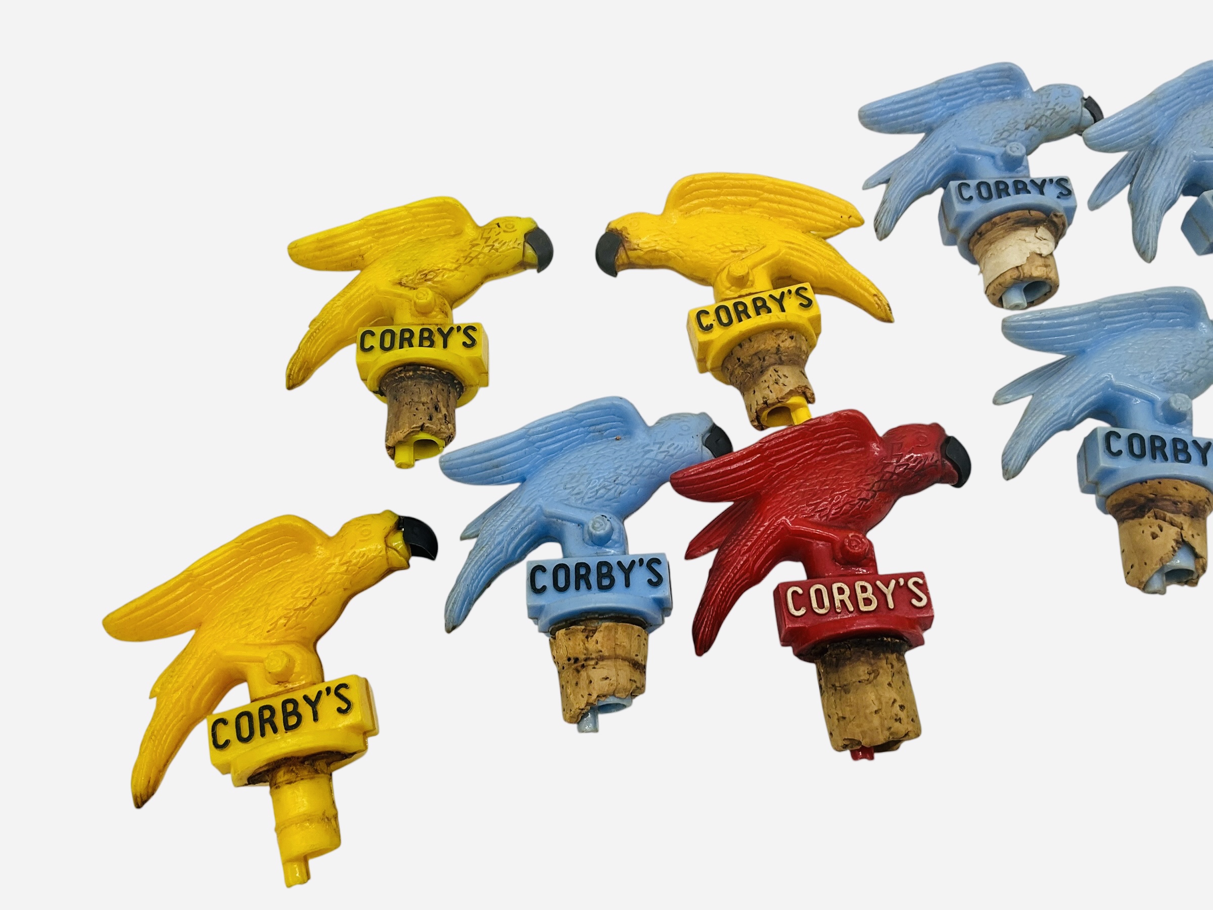 Ten Corby's Parrot Liquor Bottle Pourers