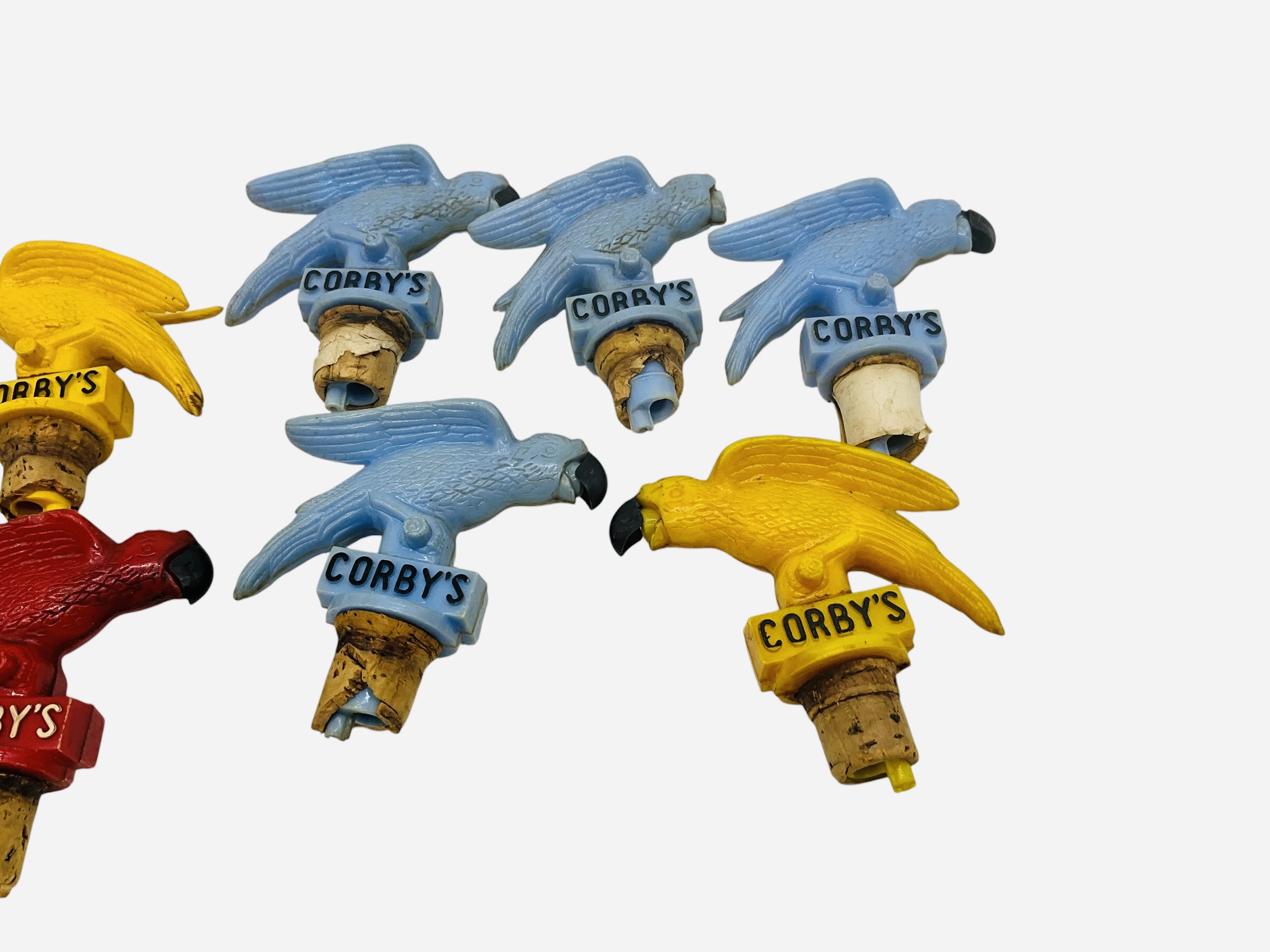 Ten Corby's Parrot Liquor Bottle Pourers
