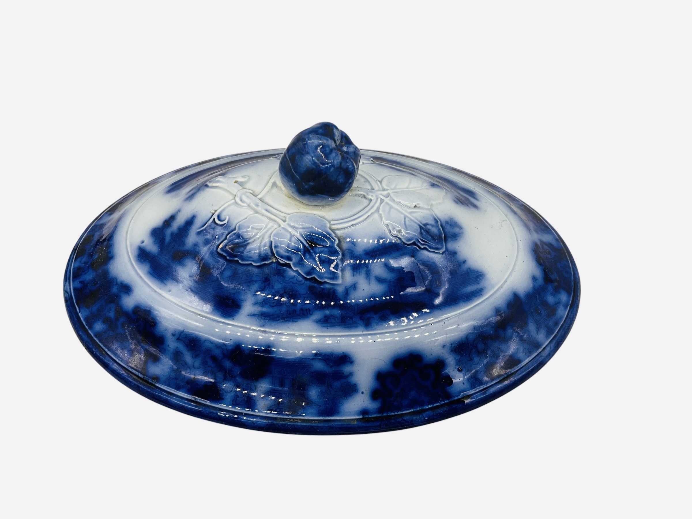 Flow Blue Ironstone Floral Lid