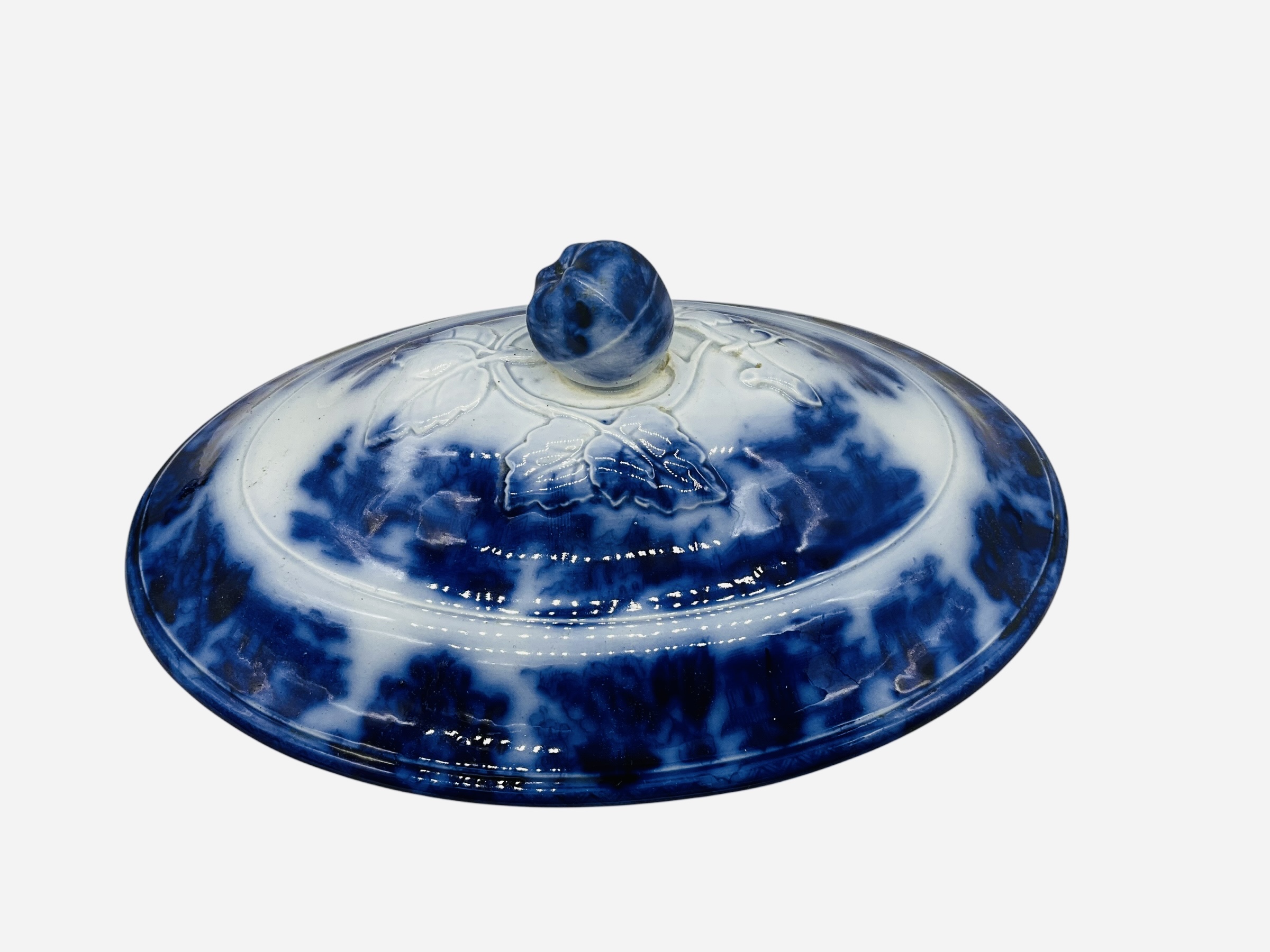Flow Blue Ironstone Floral Lid