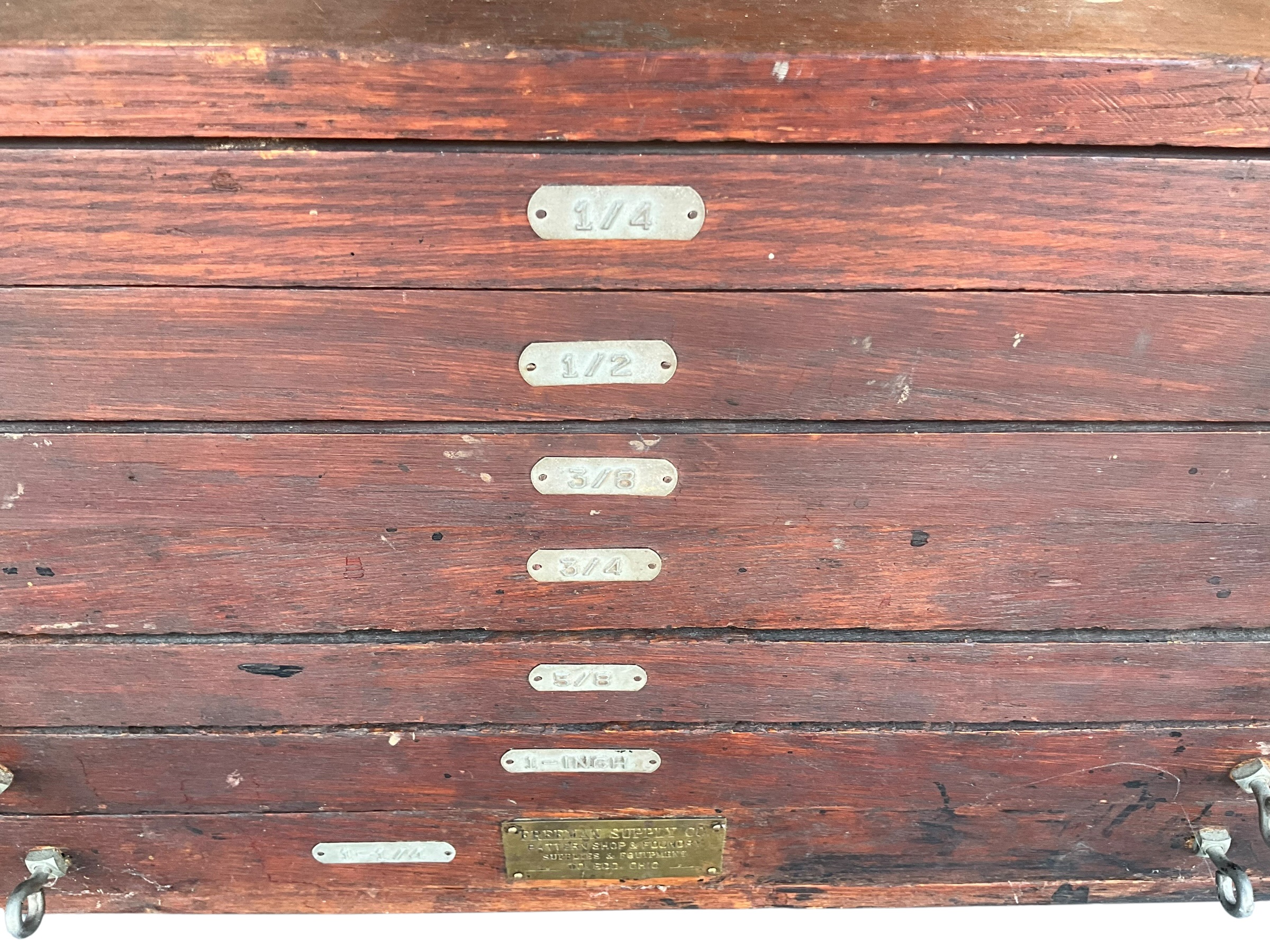 Early Wooden Foundry Shop Flat Drawer Cabinet