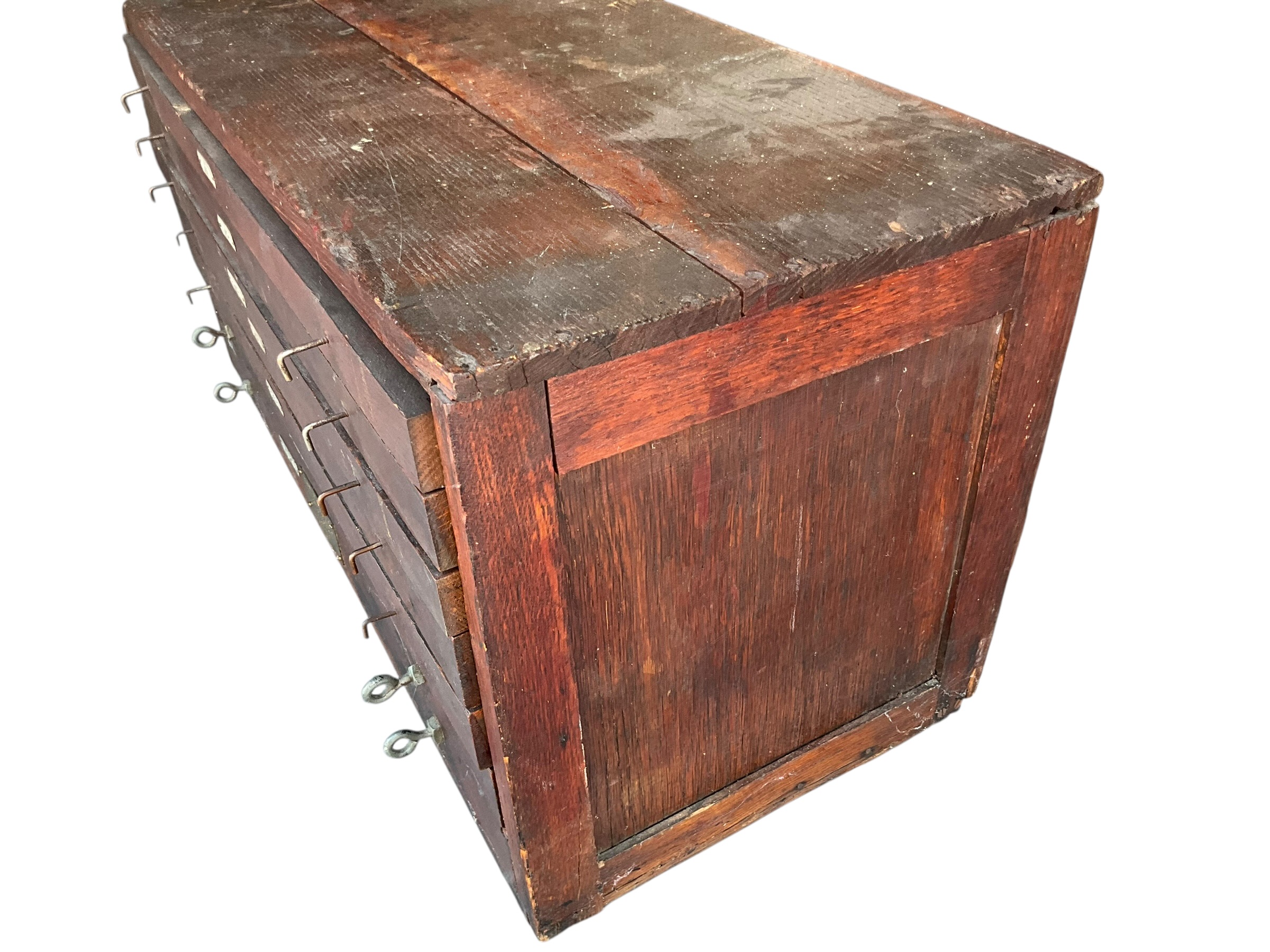 Early Wooden Foundry Shop Flat Drawer Cabinet