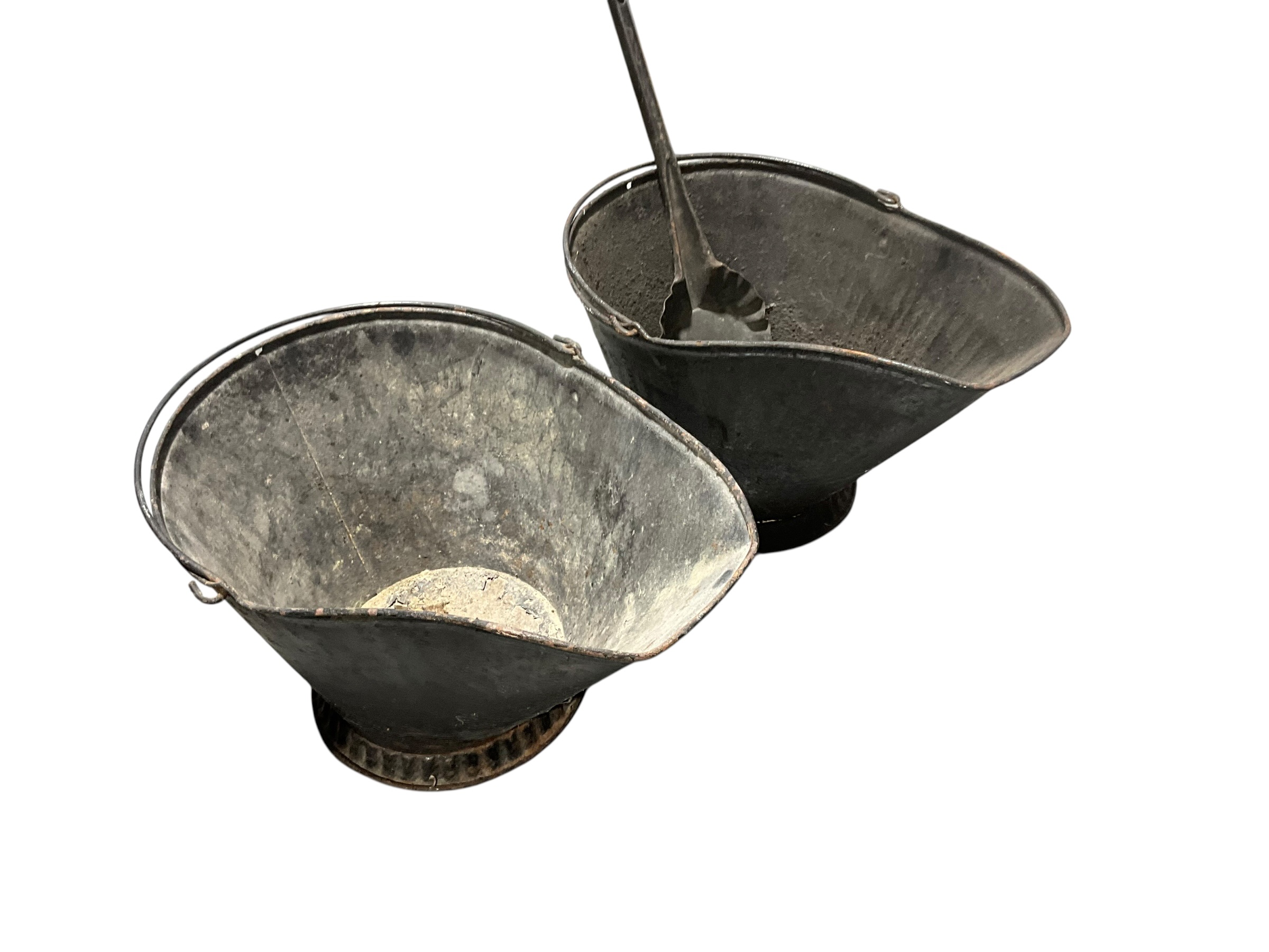 Two Vintage Metal Coal Scuttle Buckets