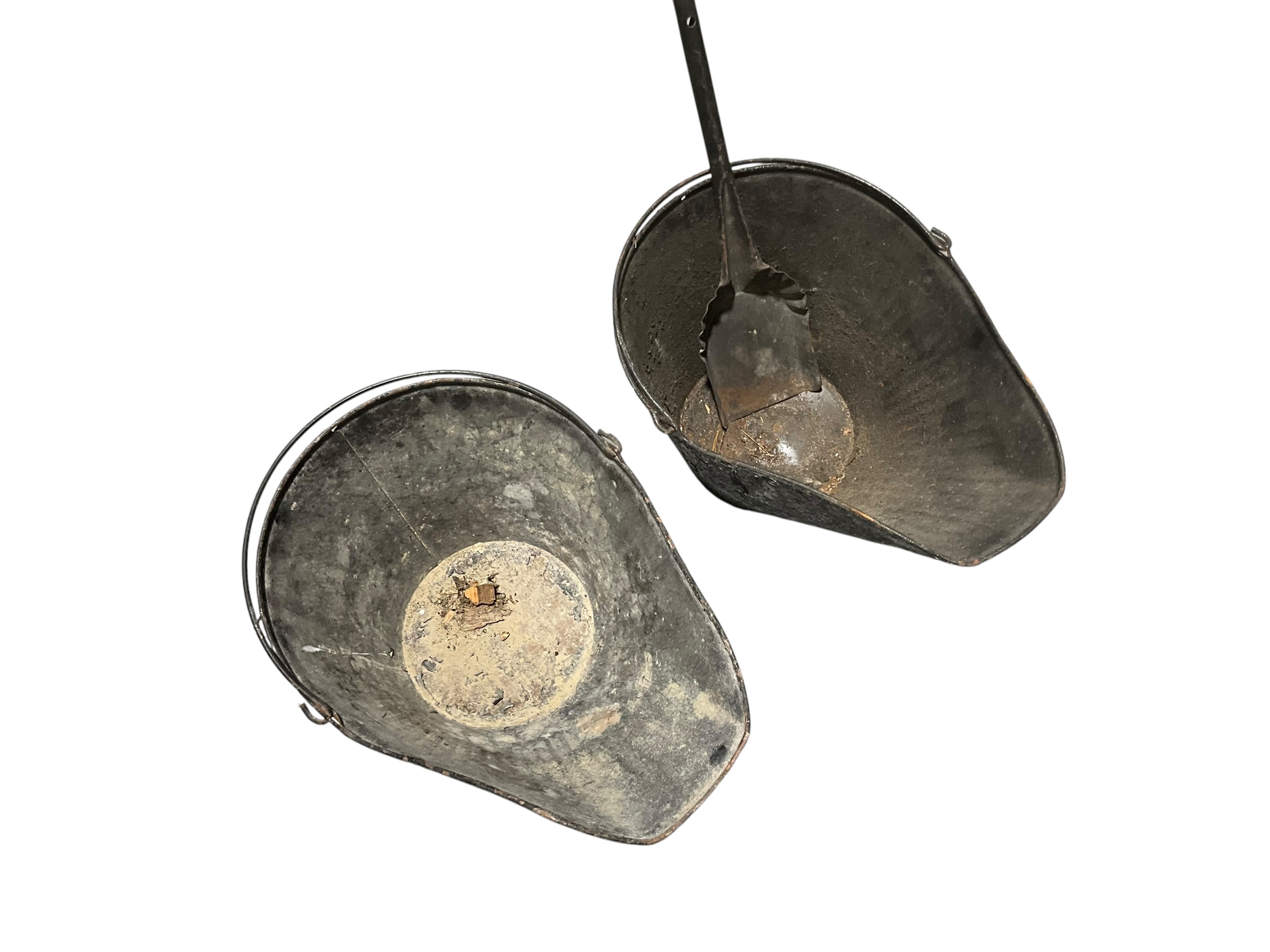 Two Vintage Metal Coal Scuttle Buckets