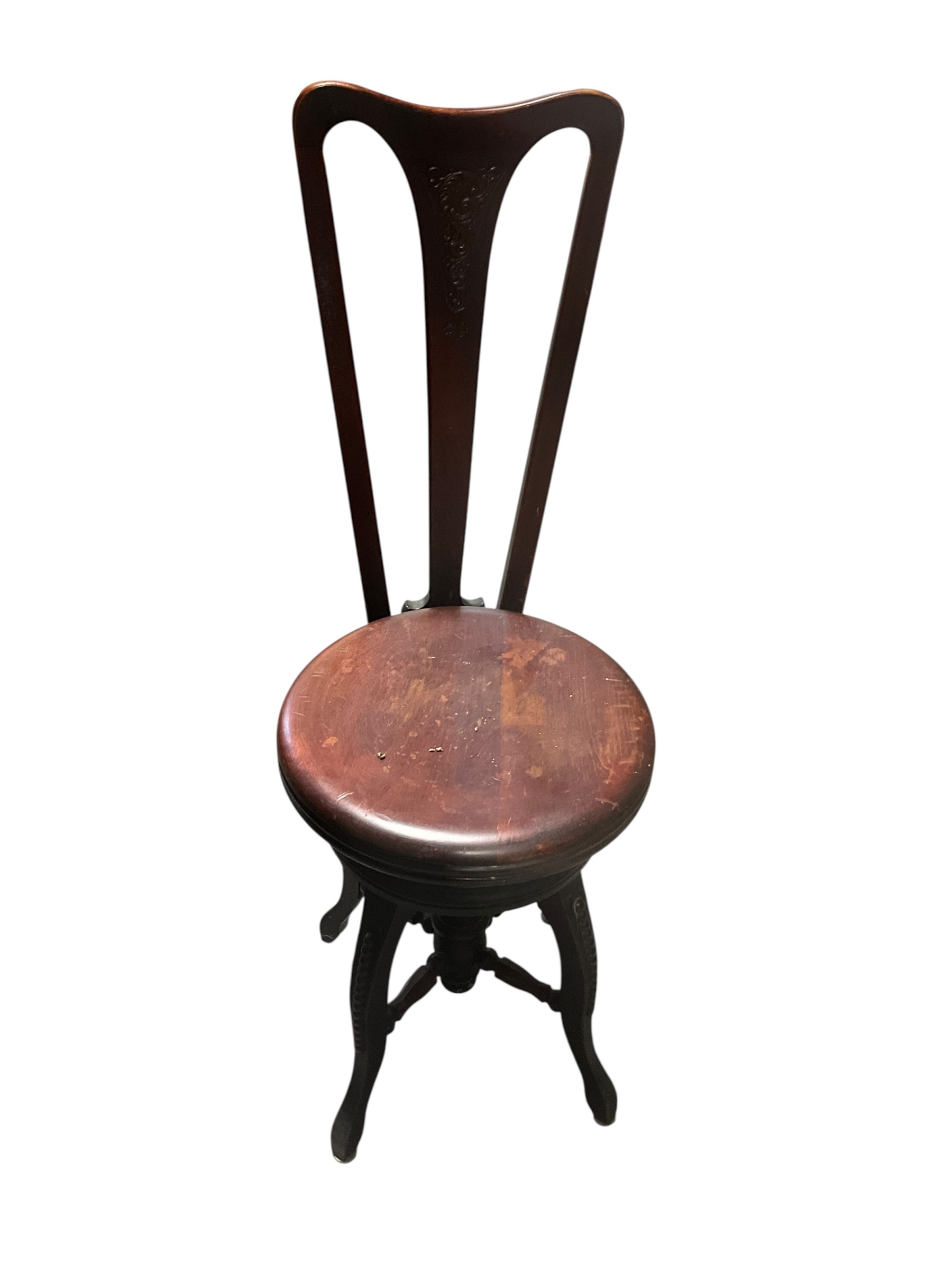 Antique High Back Piano Stool