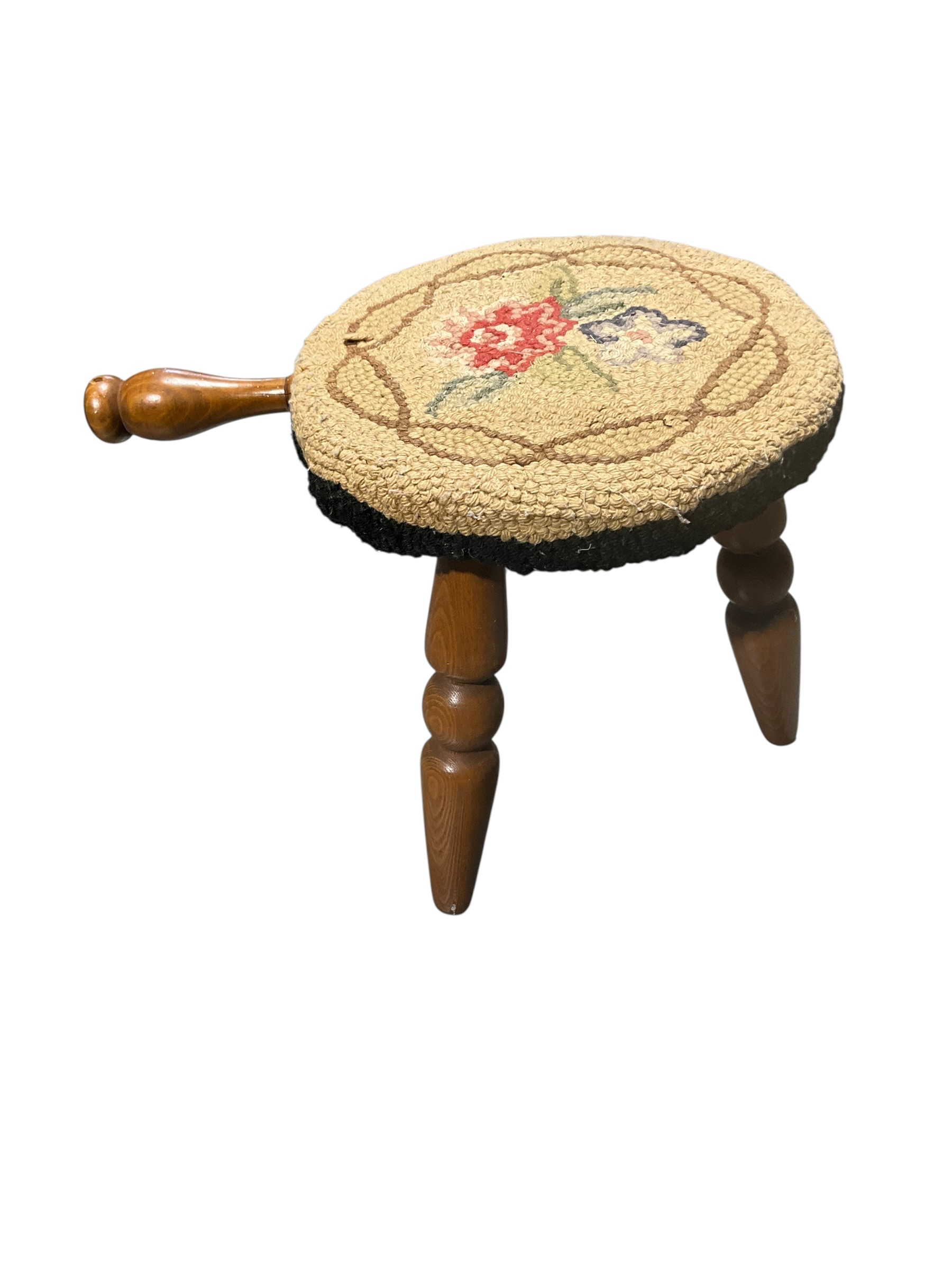 Wood Milking Stool with Hooked Cover