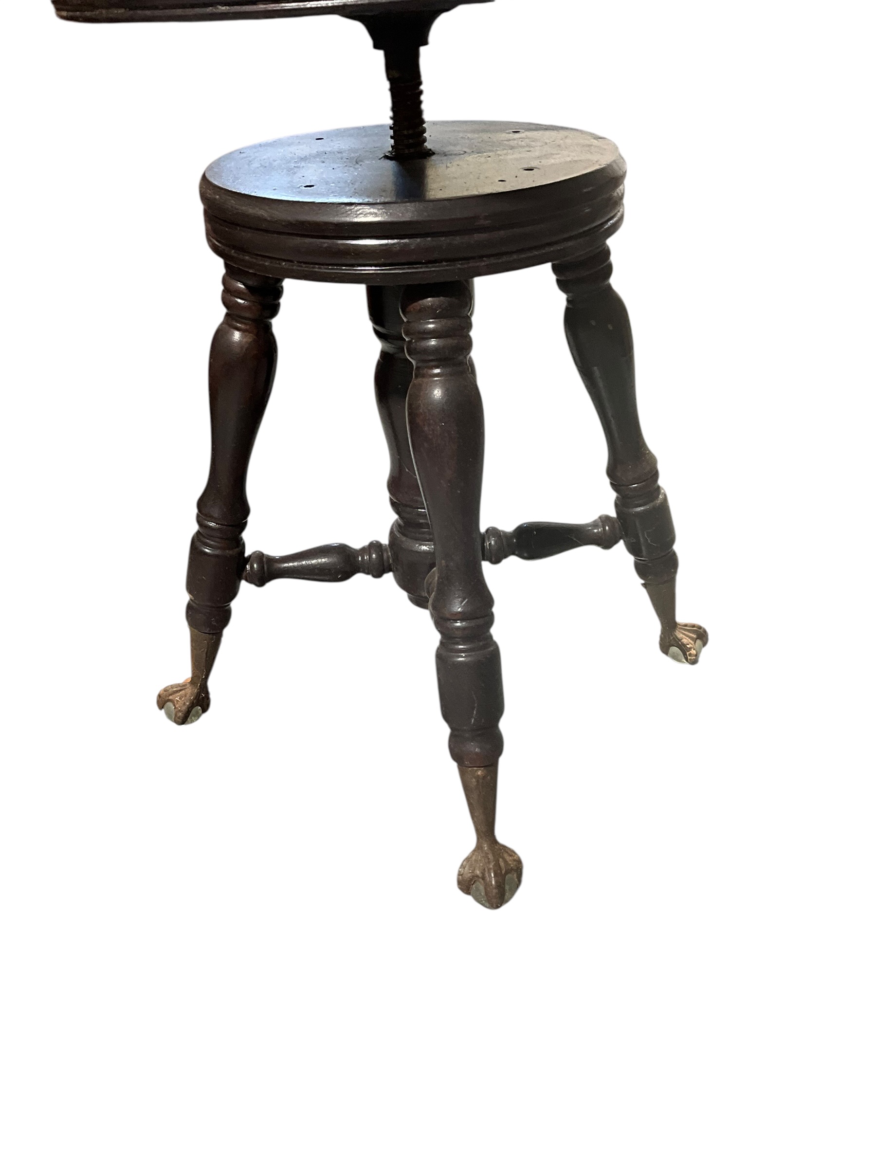 Claw & Glass Ball Feet Piano Stool