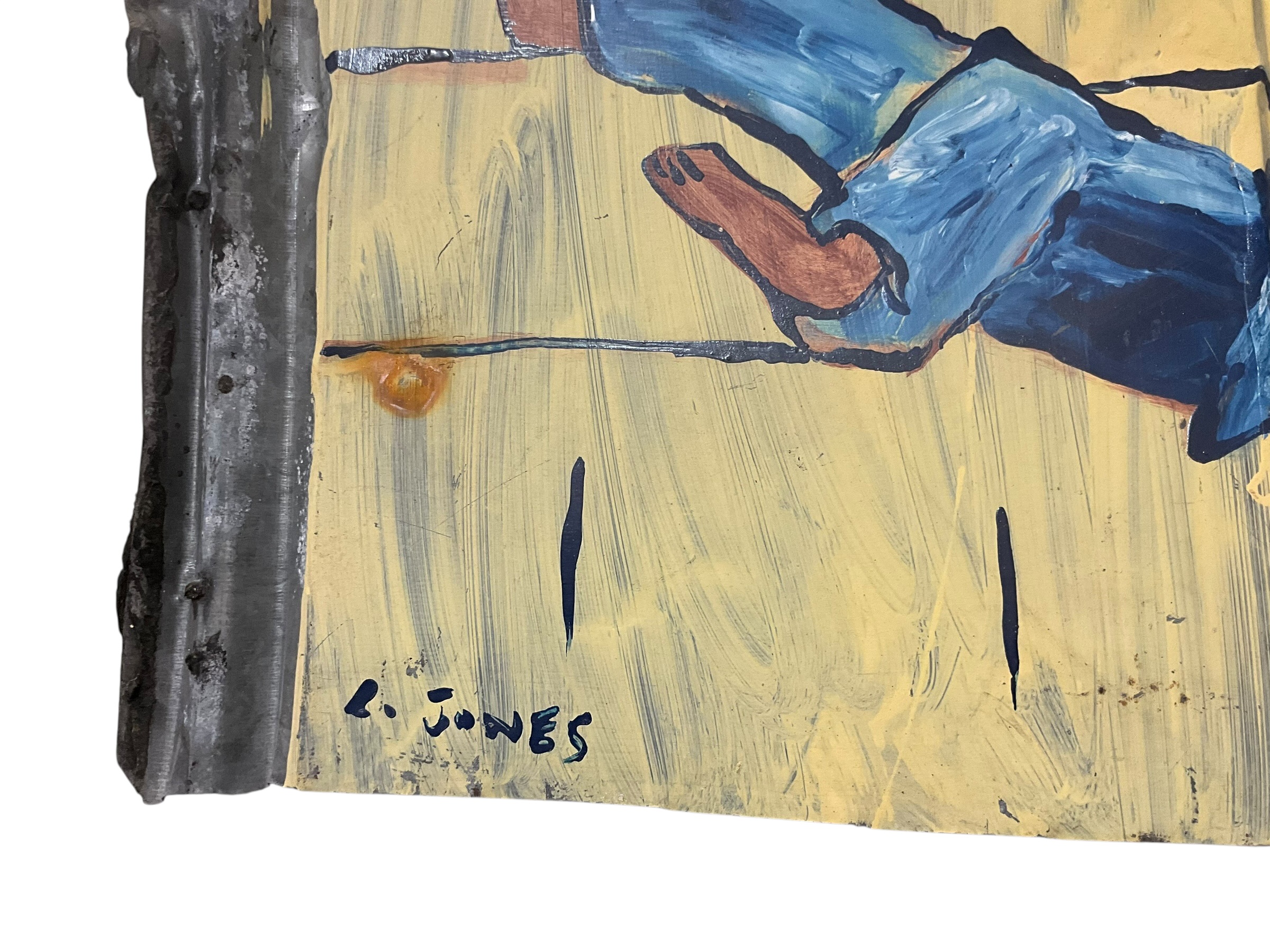 Leonard Jones Folk Art Painting on Tin