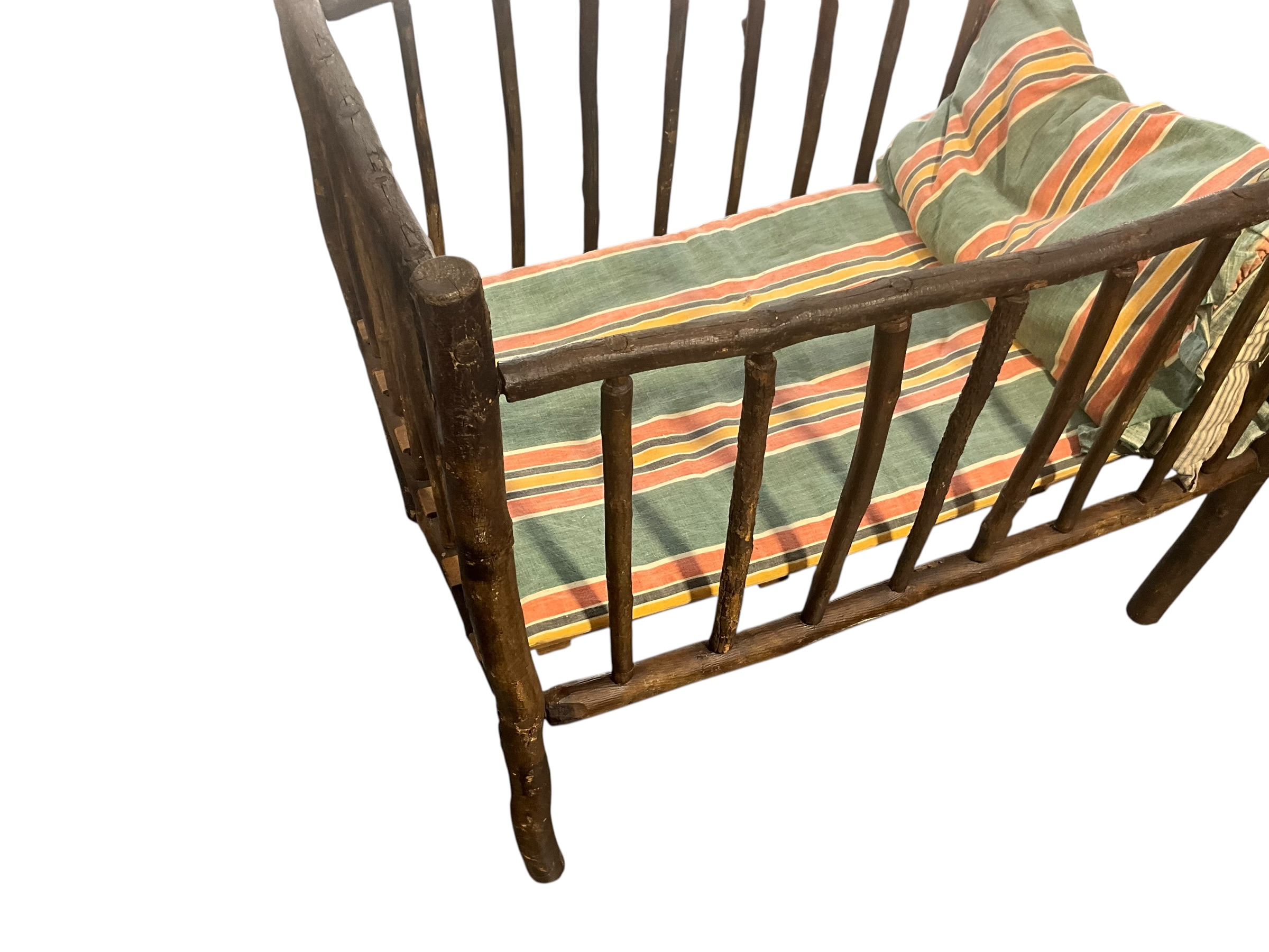 Antique Hickory Log Baby Crib