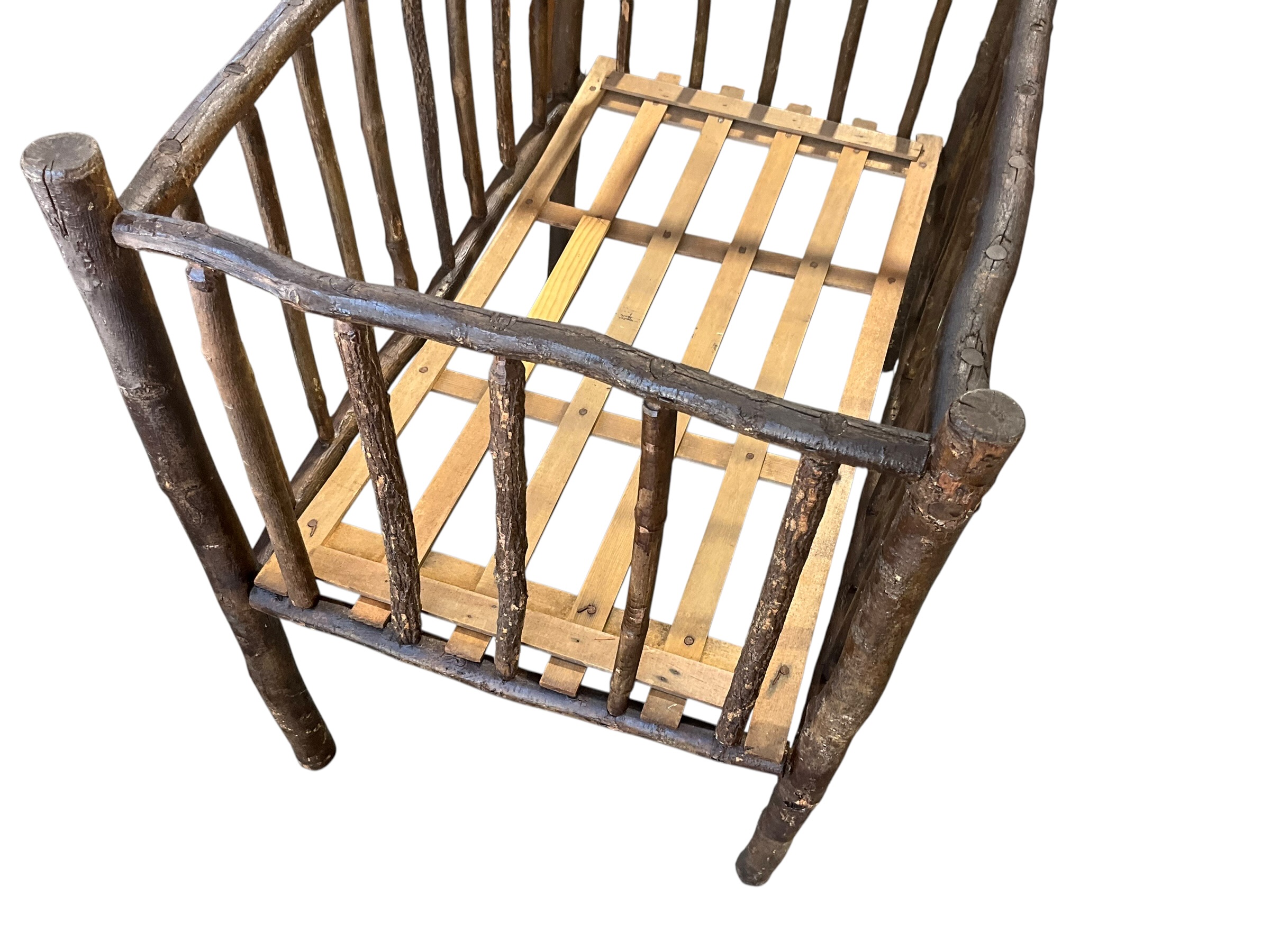Antique Hickory Log Baby Crib