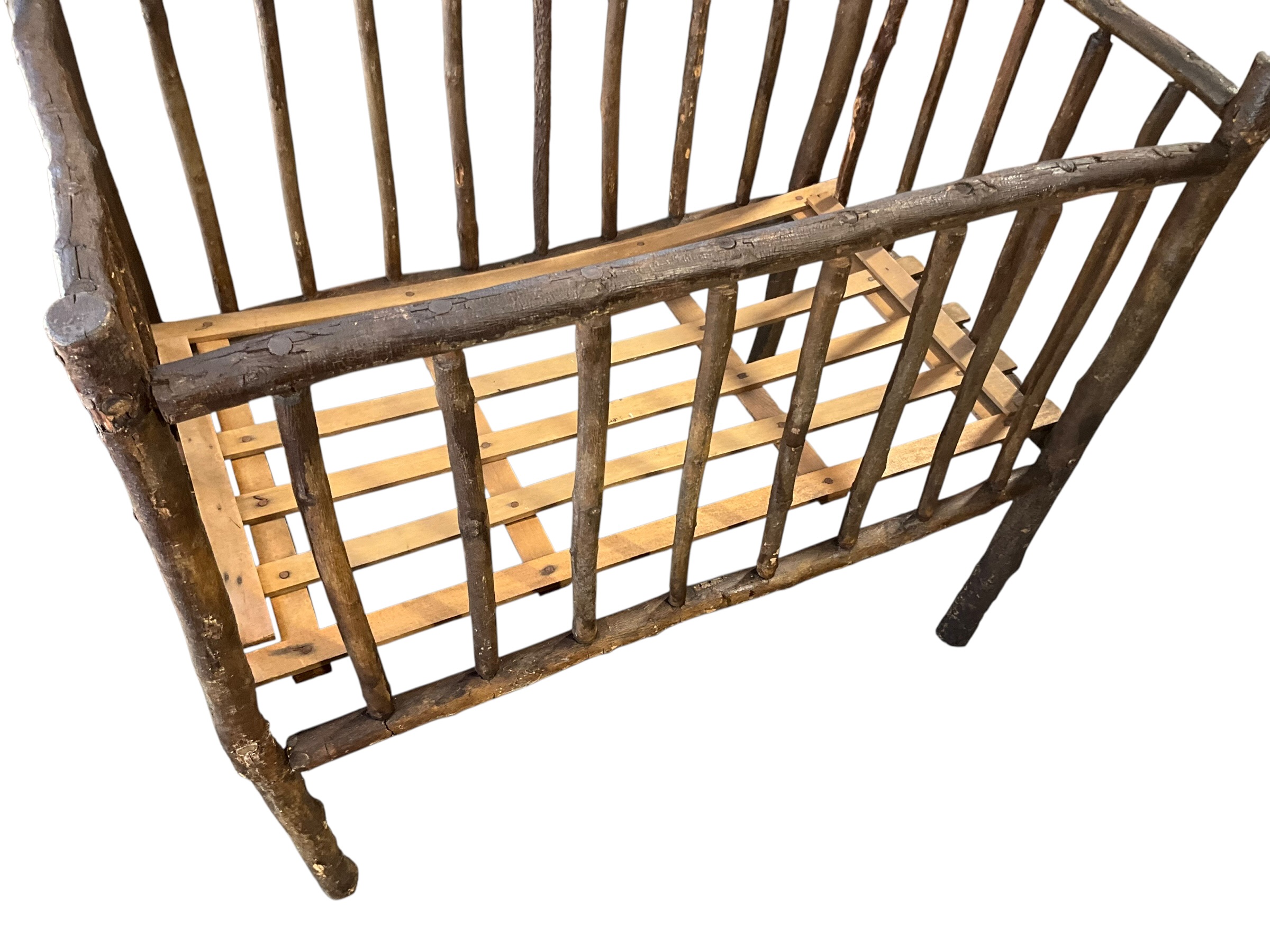 Antique Hickory Log Baby Crib