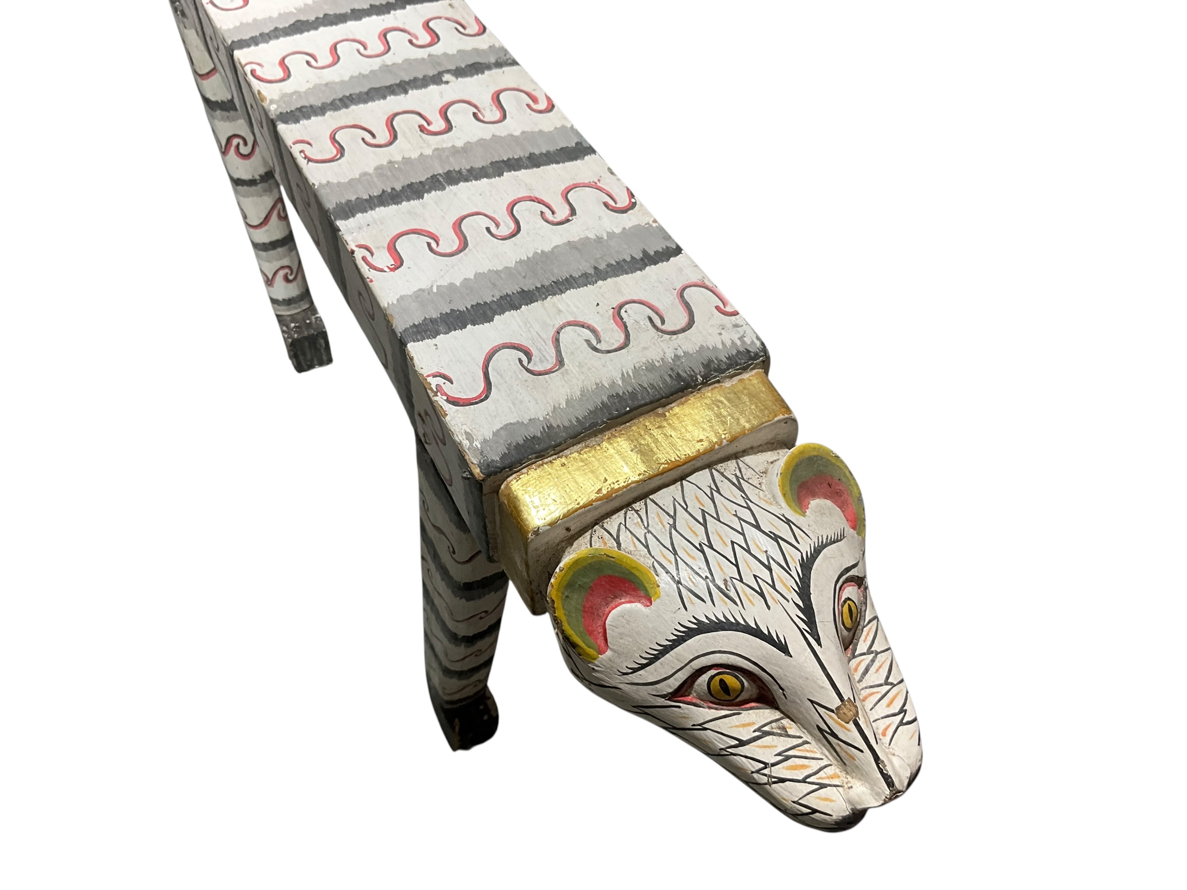 Vintage Balinese Style Wood Cat Plant Stand