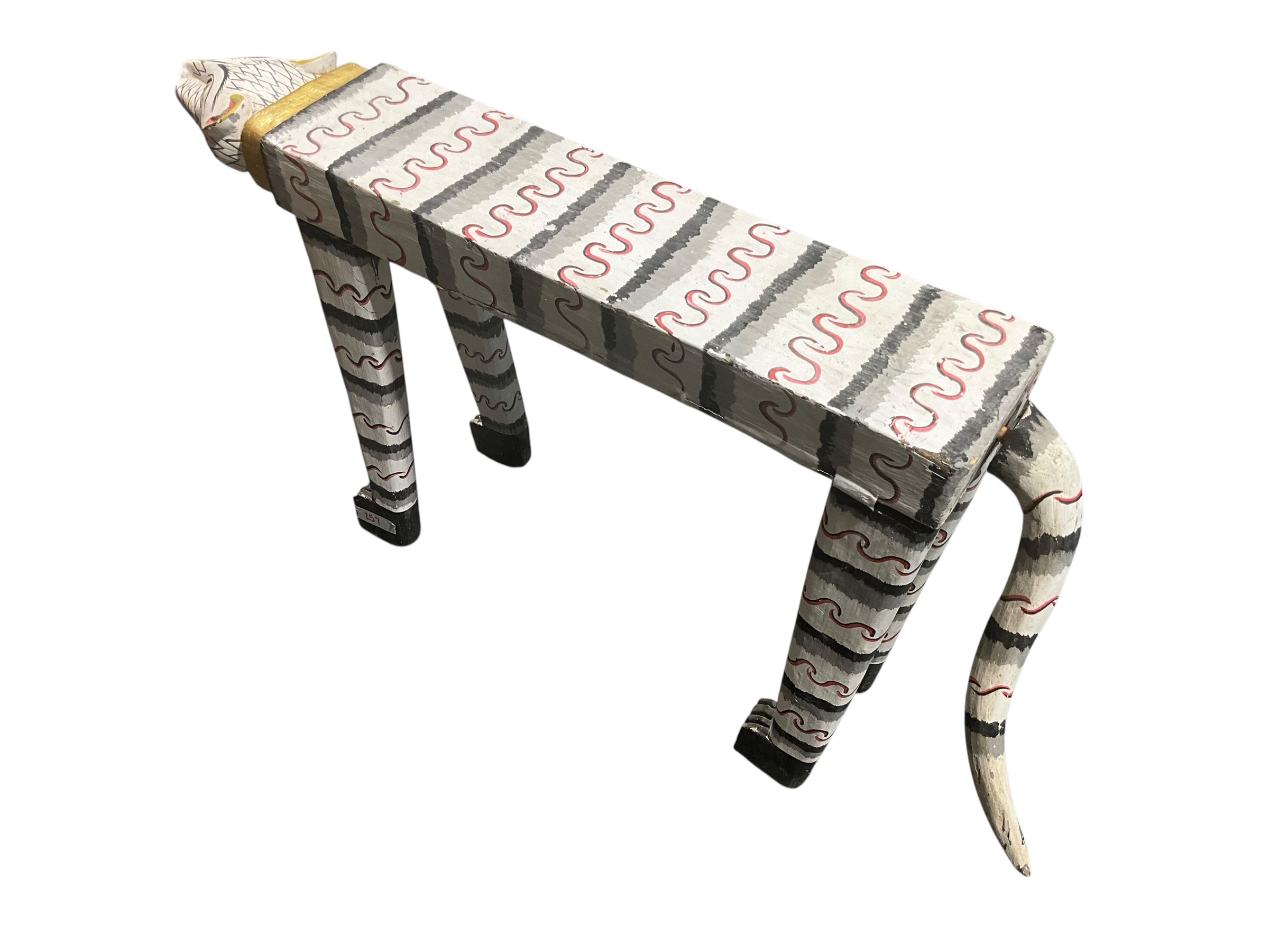 Vintage Balinese Style Wood Cat Plant Stand