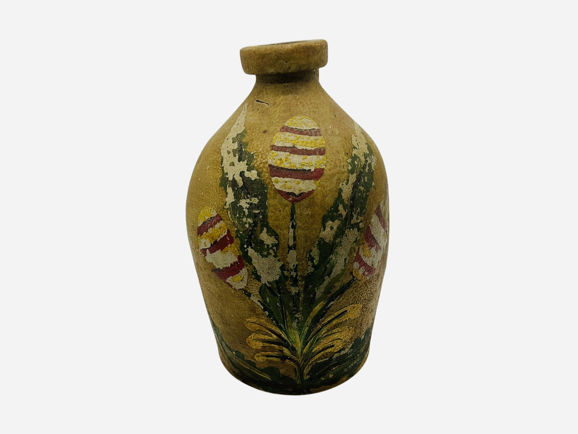 Antique Salt Glaze Floral Painted Jug