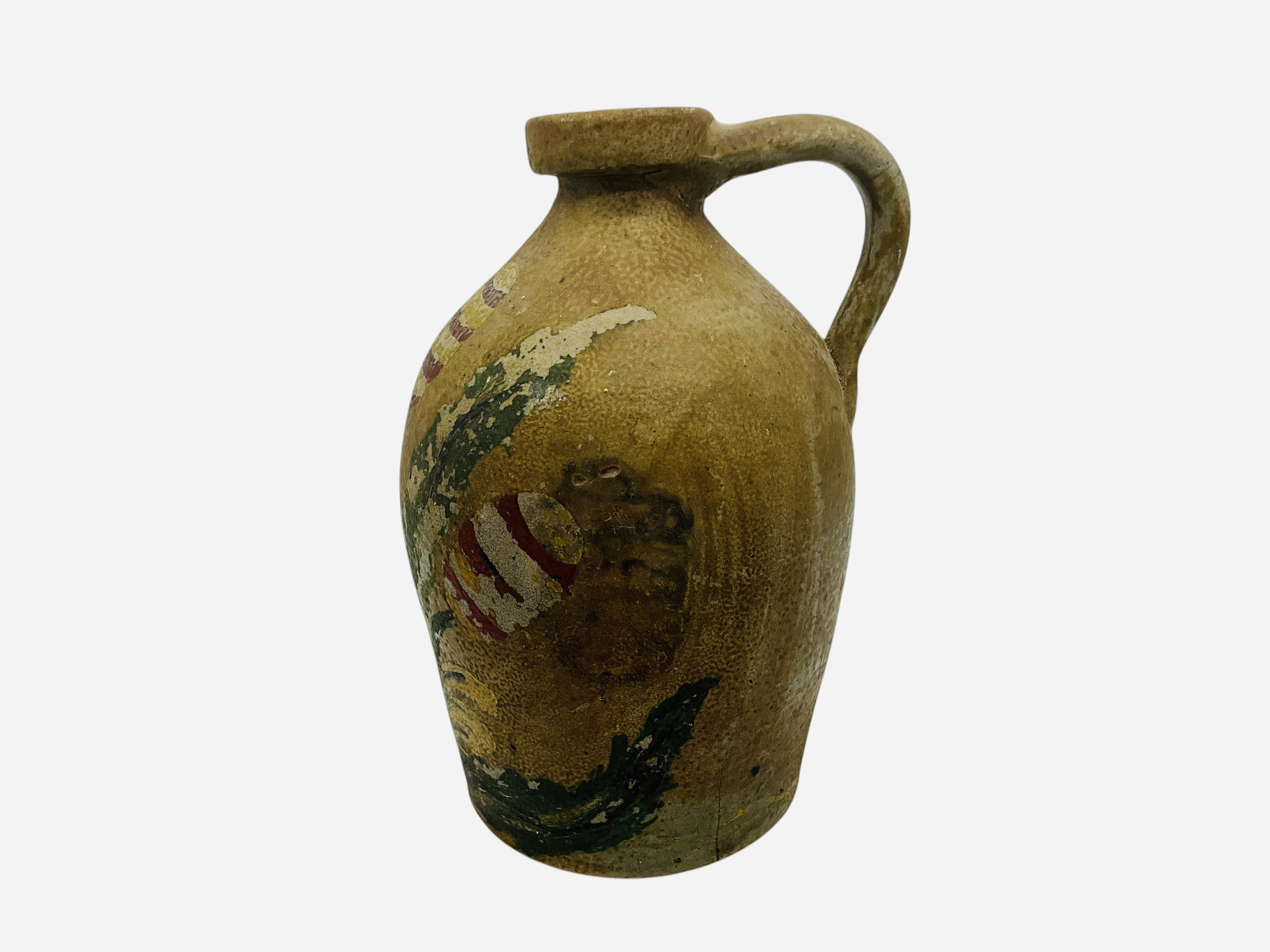 Antique Salt Glaze Floral Painted Jug