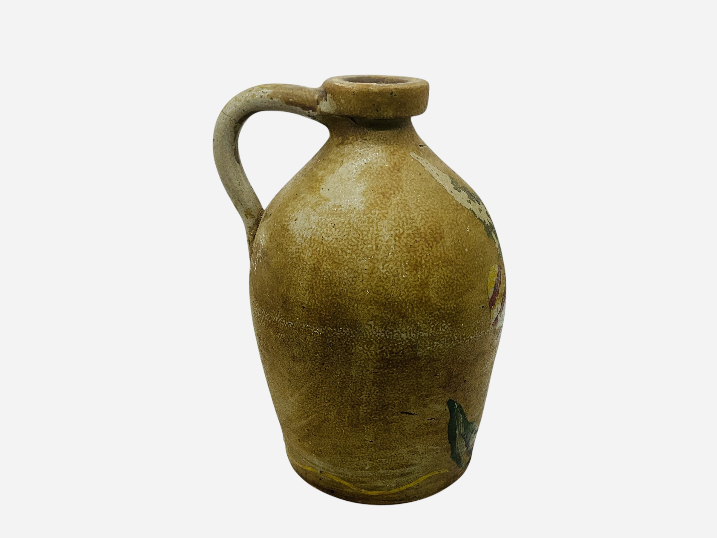 Antique Salt Glaze Floral Painted Jug