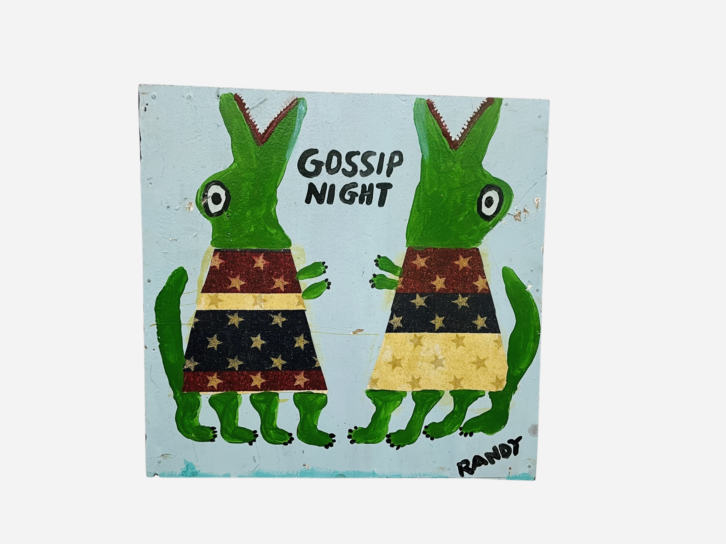 Randy Tobias Folk Art Painting - Gossip Night
