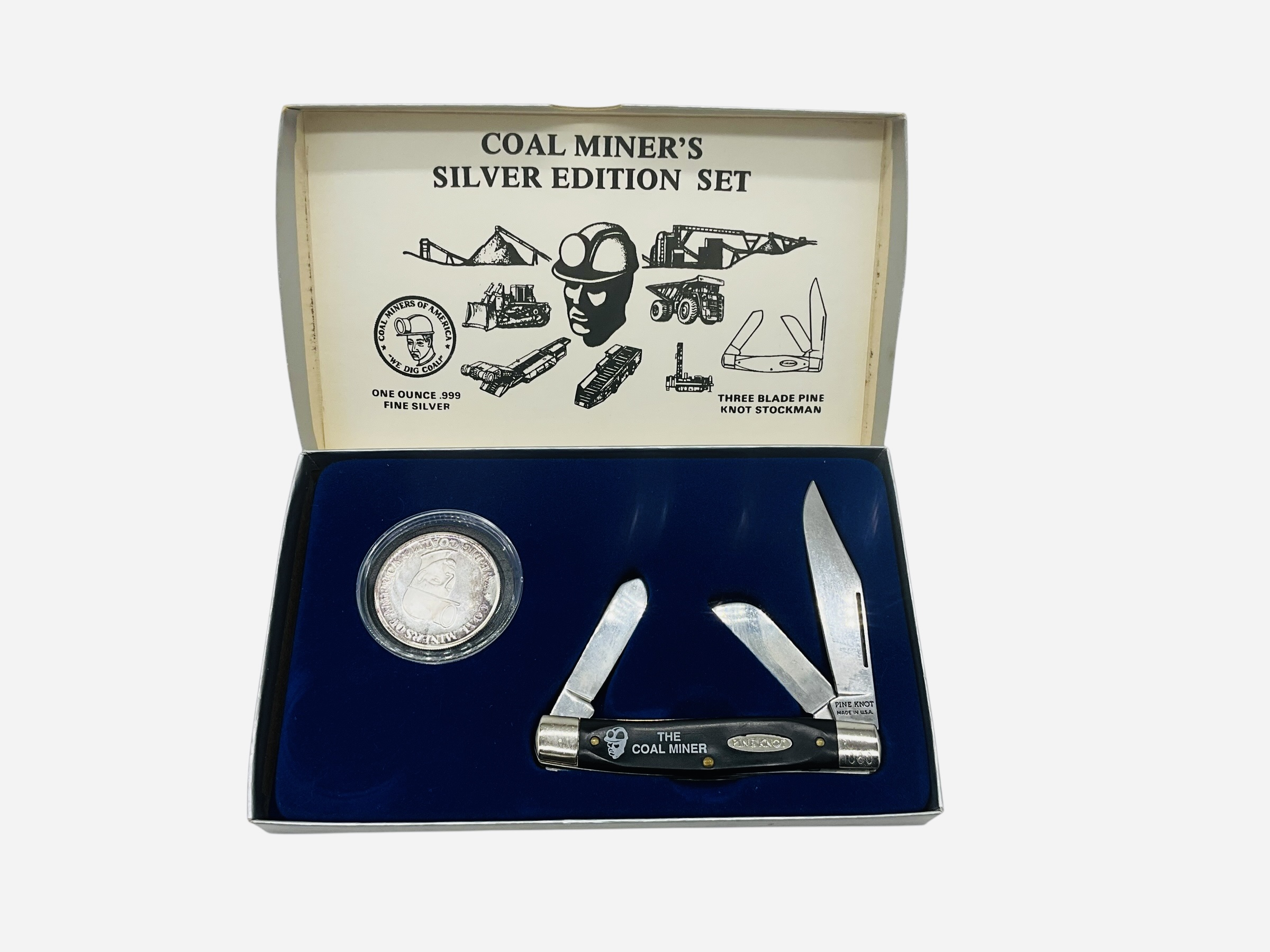 Pine Knot Coal Miner's Knife & Silver Coin