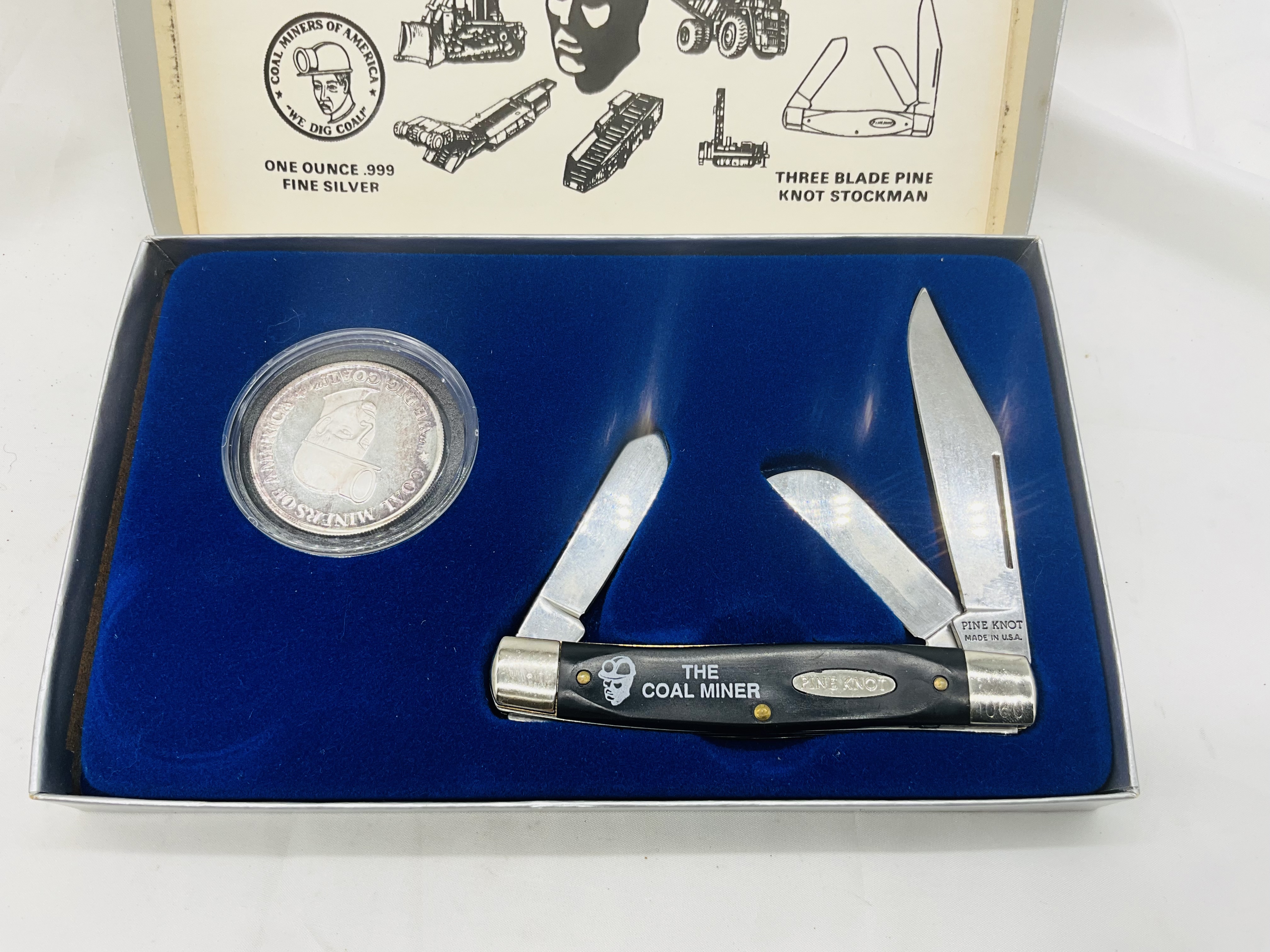 Pine Knot Coal Miner's Knife & Silver Coin