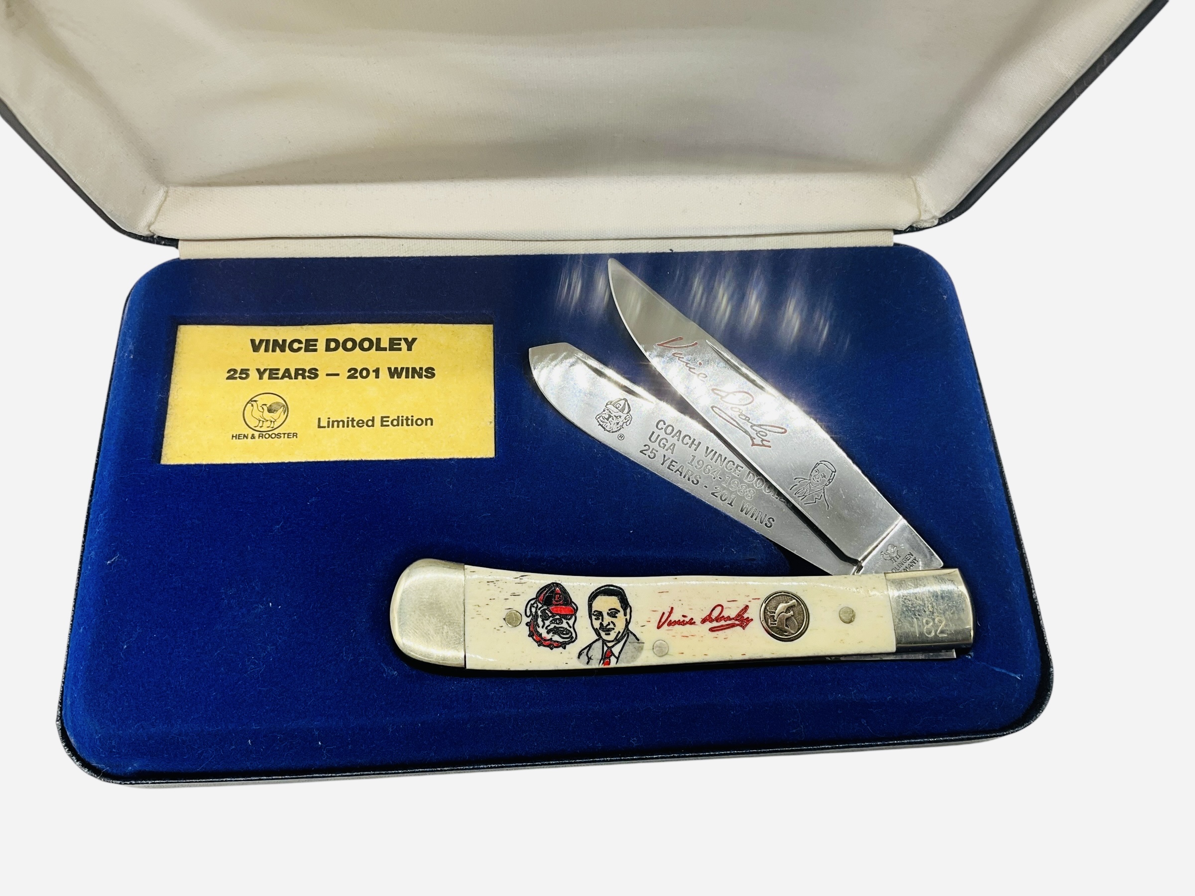 Hen & Rooster Vince Dooley UGA Knife Box Set