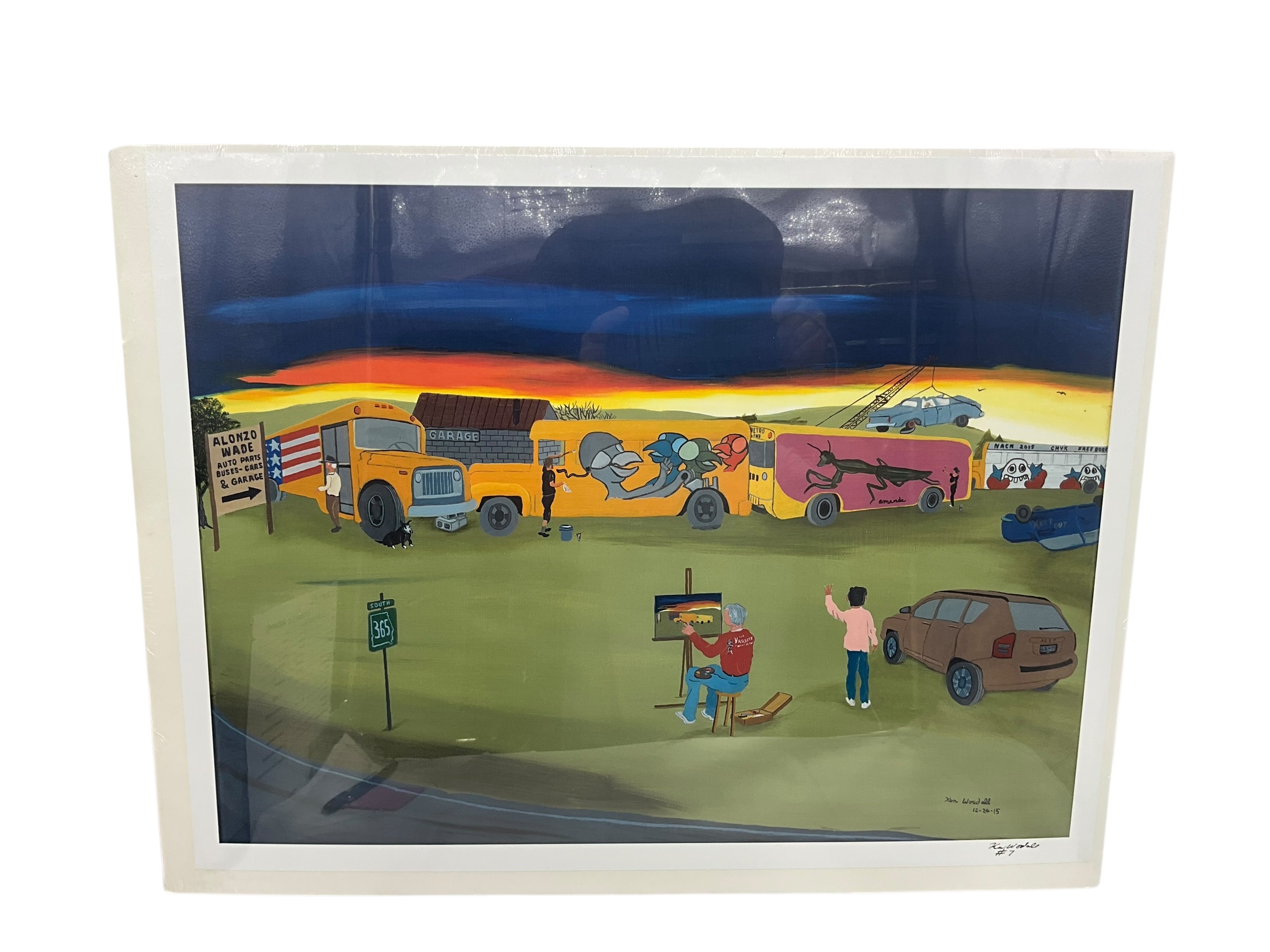 Ken Woodall Print - School Bus Graveyard