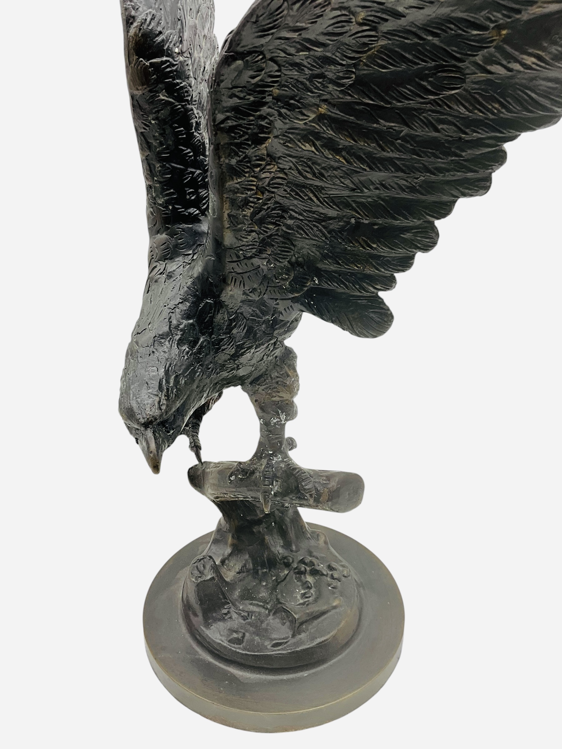Bronze Eagle Sculpture 19.5"