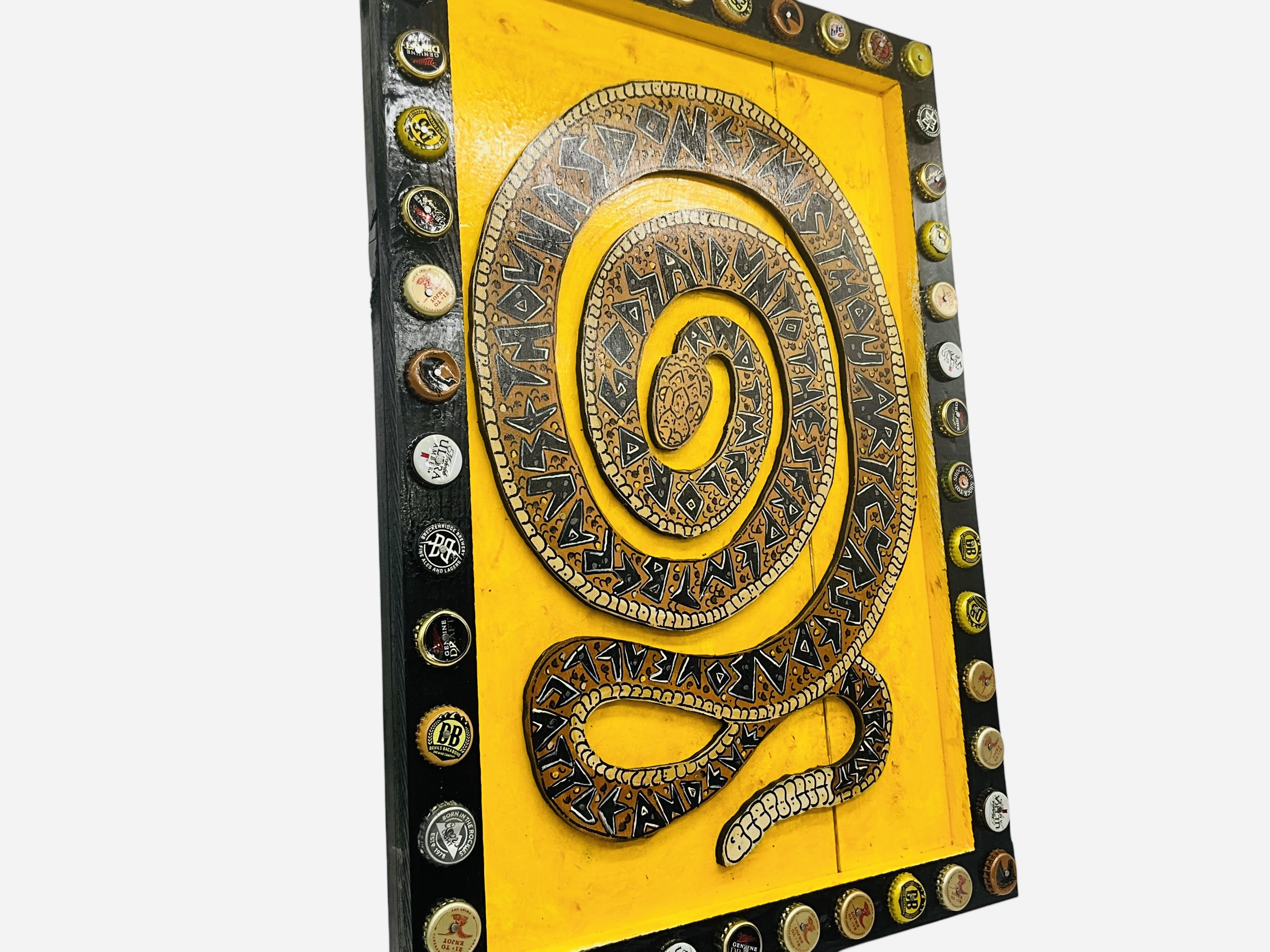 Eric Cunningham Folk Art Rattler Snake on Wood