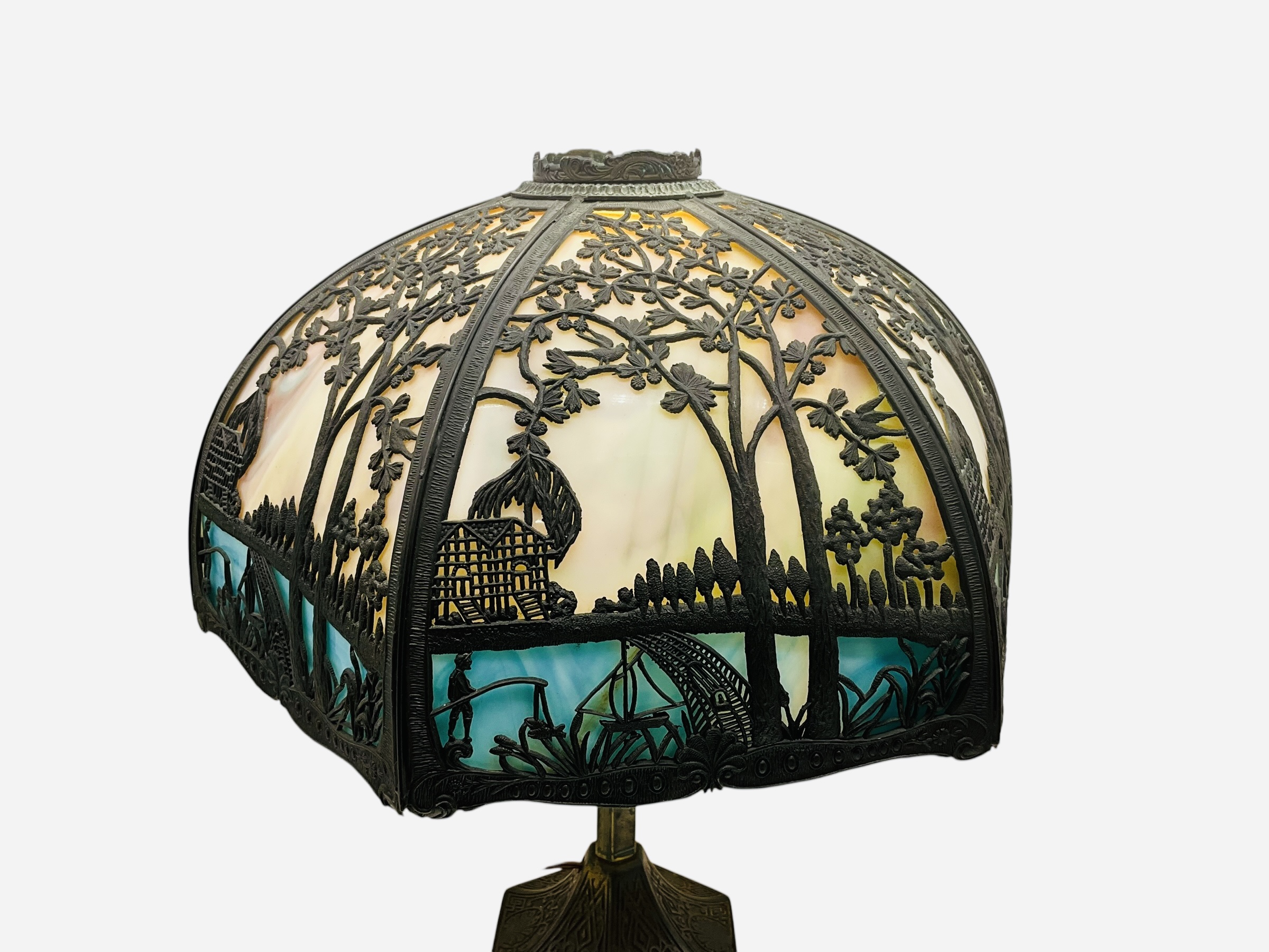 Vintage Slag Glass Lamp Miller ?? B&H ?? 1574