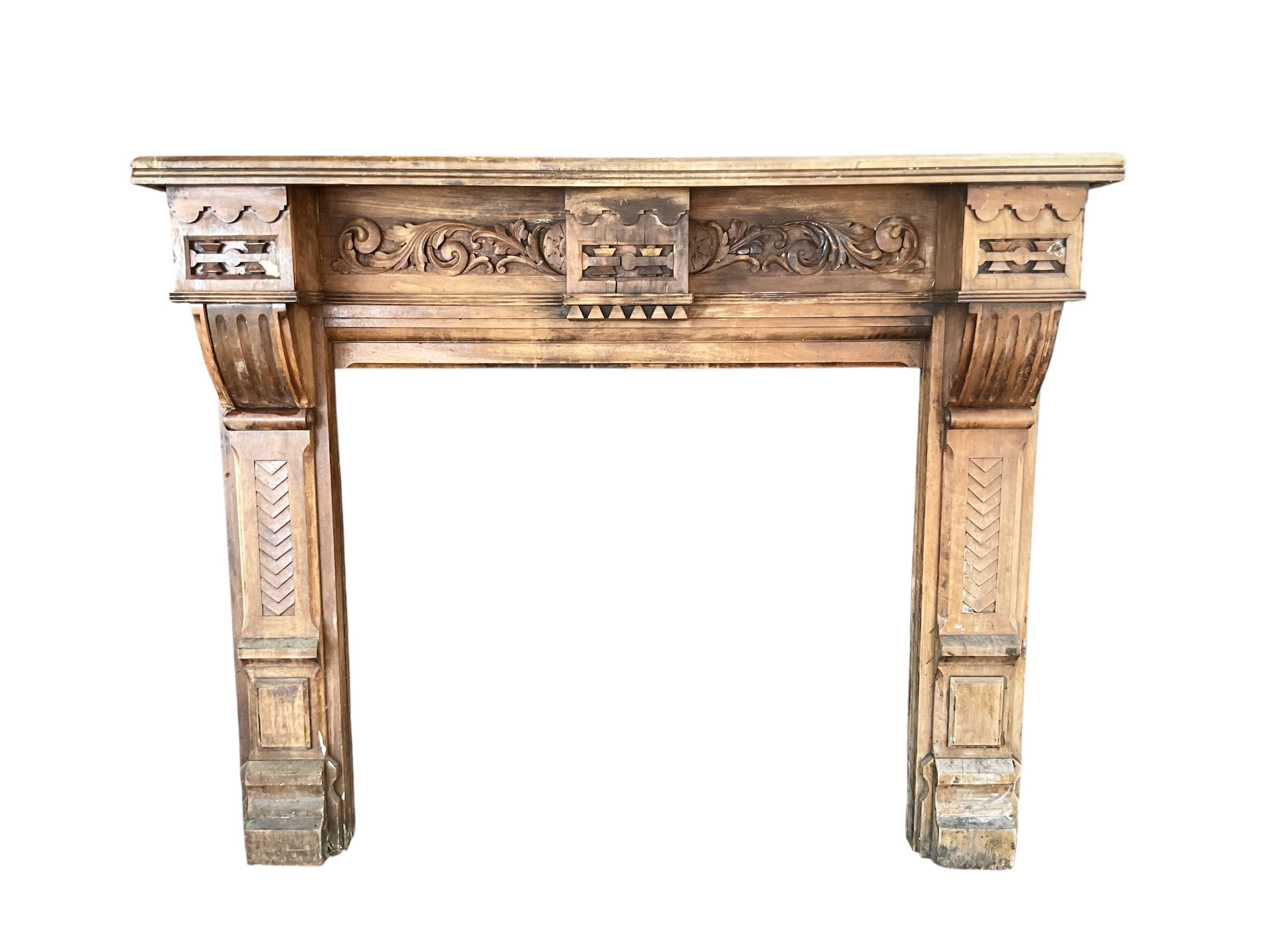 Antique 5 Foot Wide Old Farmhouse Fireplace Mantle