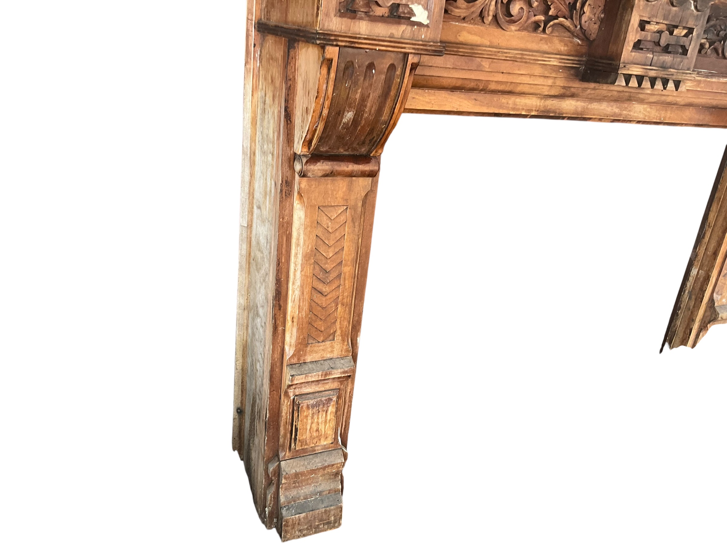 Antique 5 Foot Wide Old Farmhouse Fireplace Mantle
