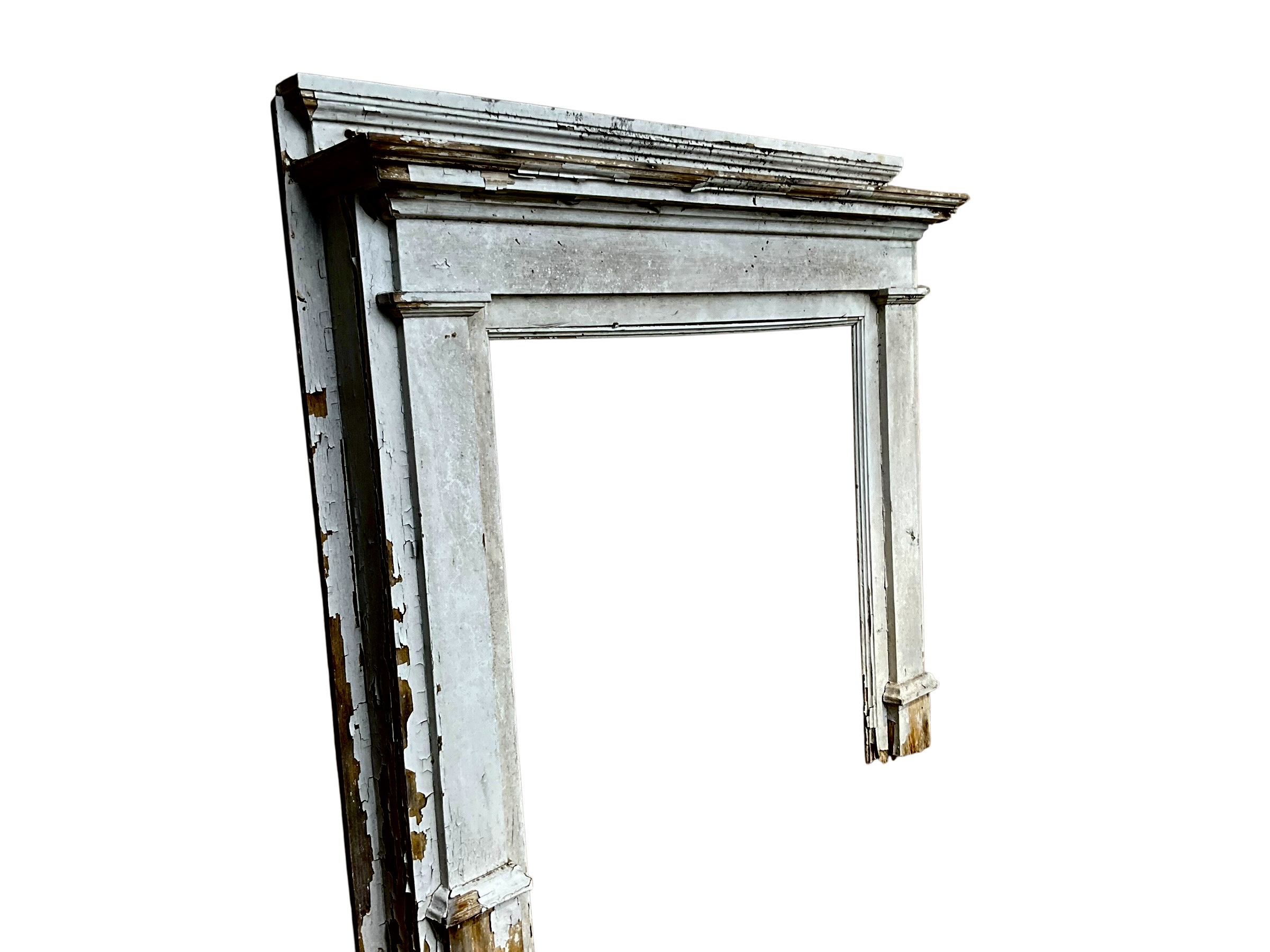 Antique Large Farmhouse Chippy Paint Fireplace Mantle