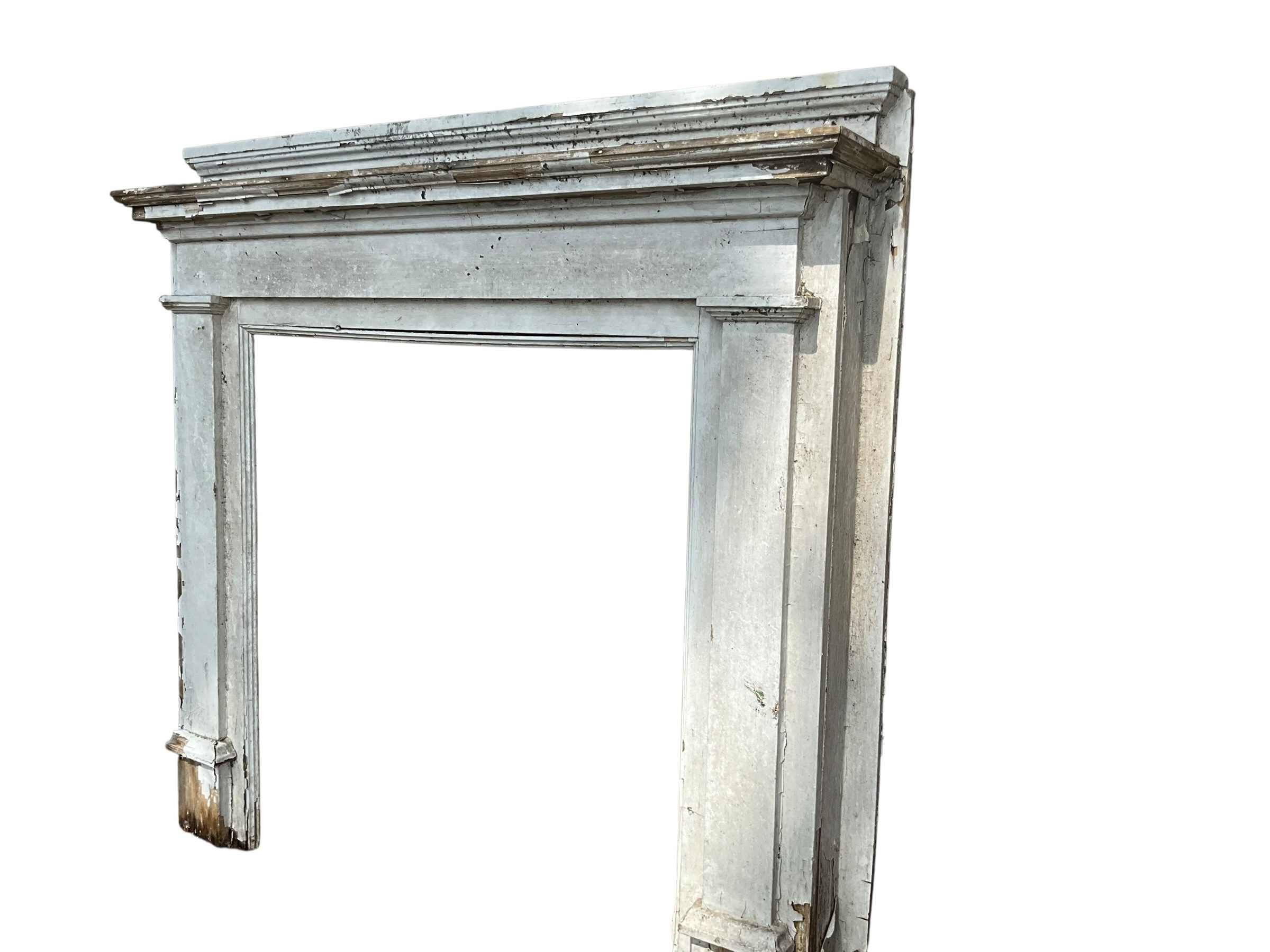 Antique Large Farmhouse Chippy Paint Fireplace Mantle