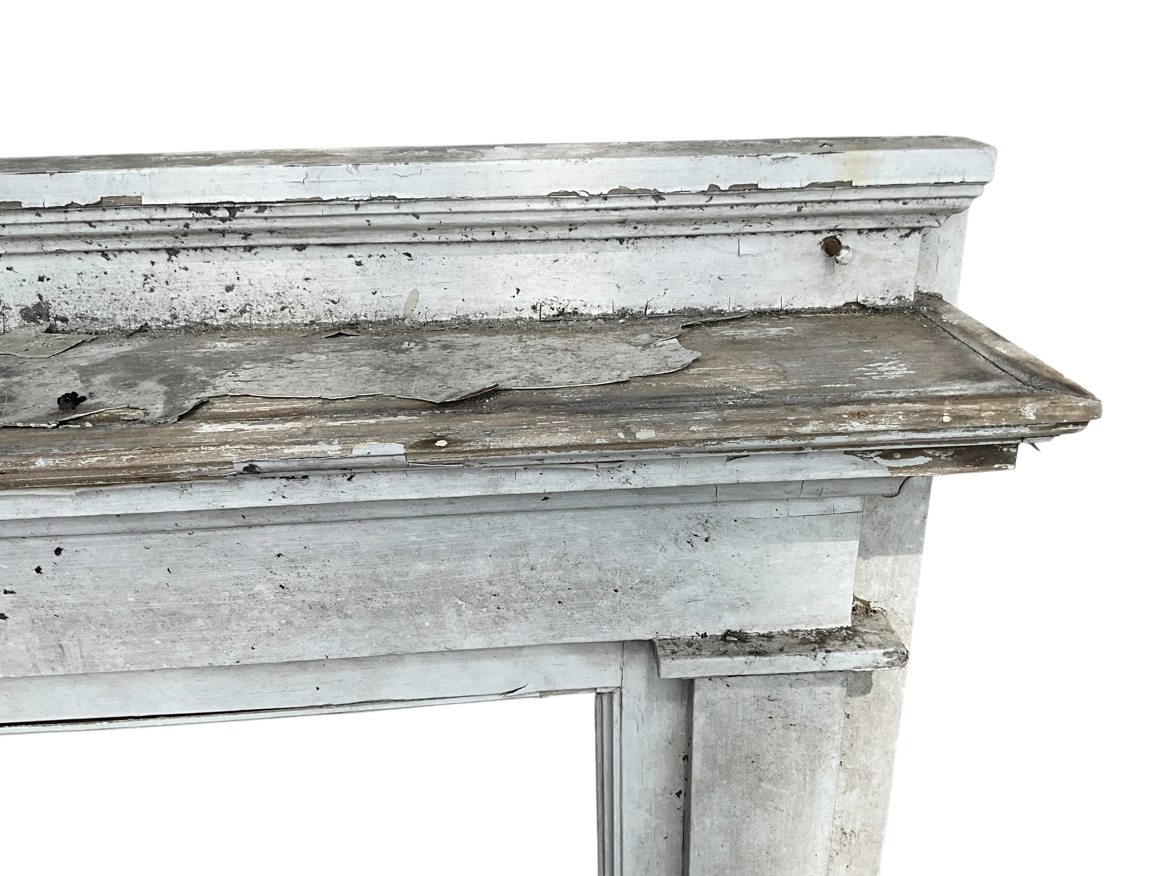 Antique Large Farmhouse Chippy Paint Fireplace Mantle