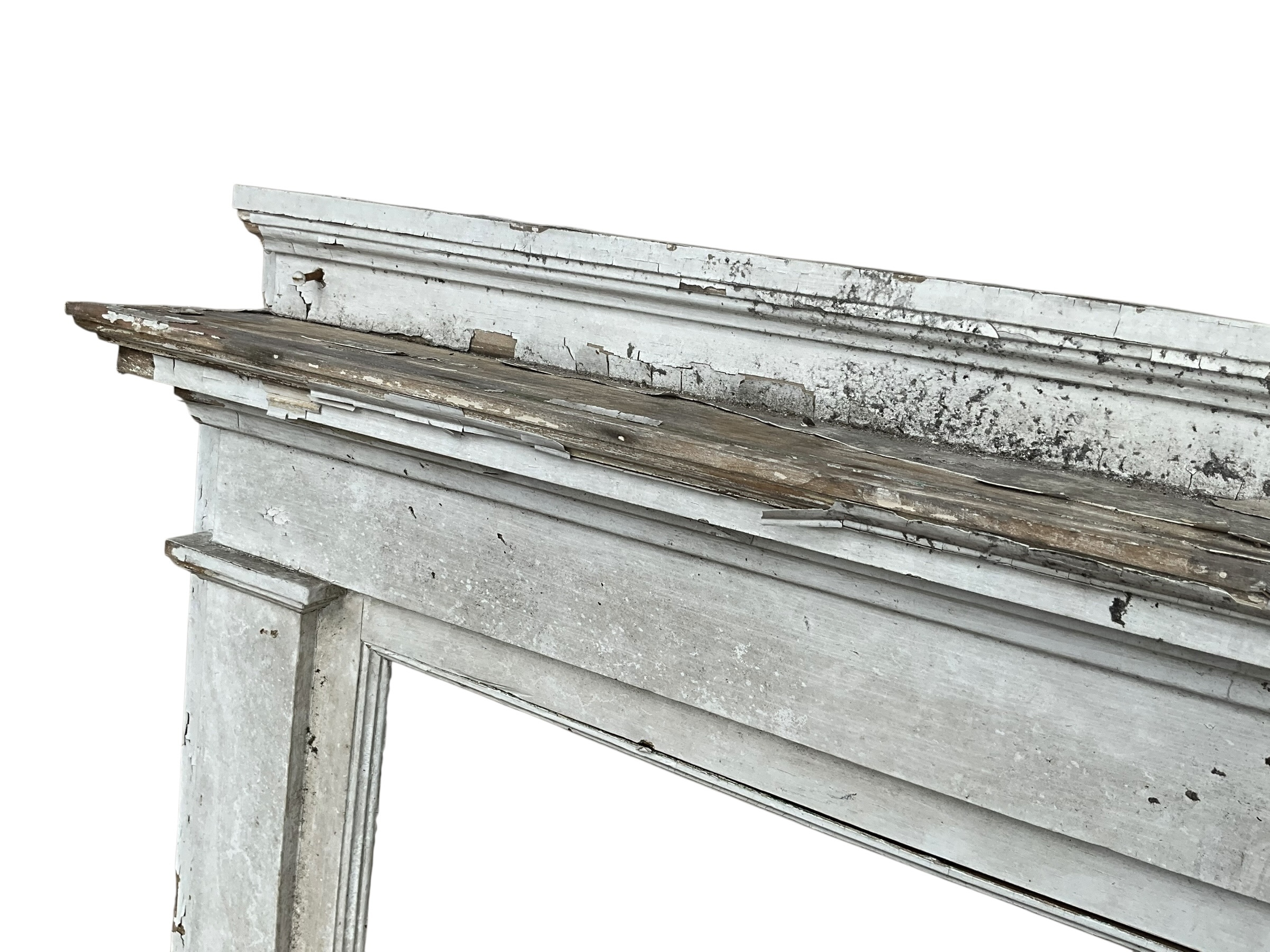 Antique Large Farmhouse Chippy Paint Fireplace Mantle