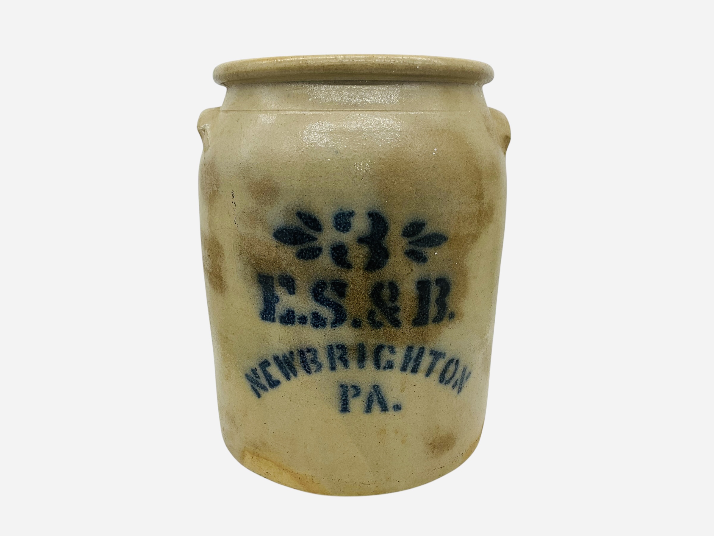 Elverson, Sherwood & Barker (E.S. & B.) New Brighton Pennsylvania Stoneware Crock