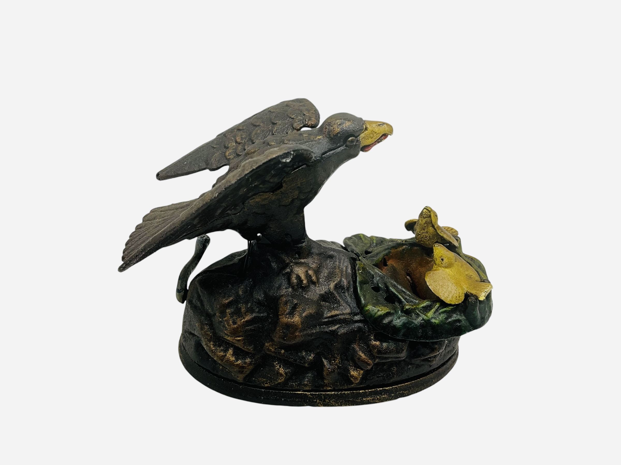 Reproduced Mechanical Cast Iron Eagle Eaglets Bank