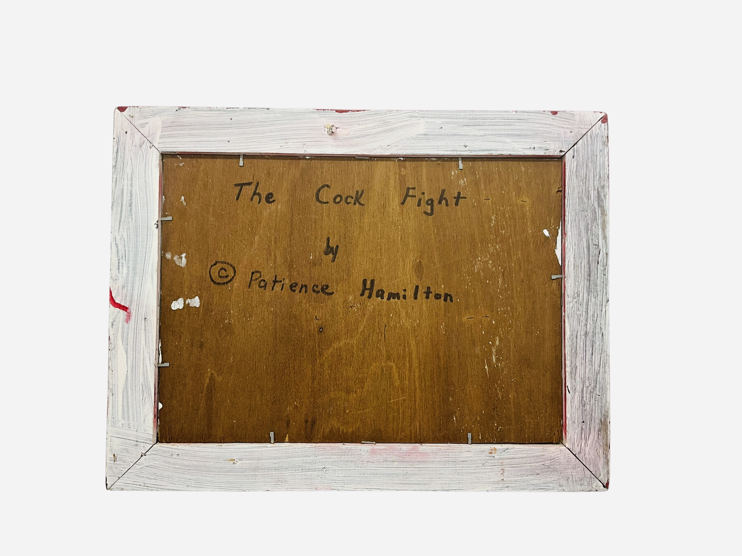 Patience Hamilton Folk Art Painting THE COCK FIGHT