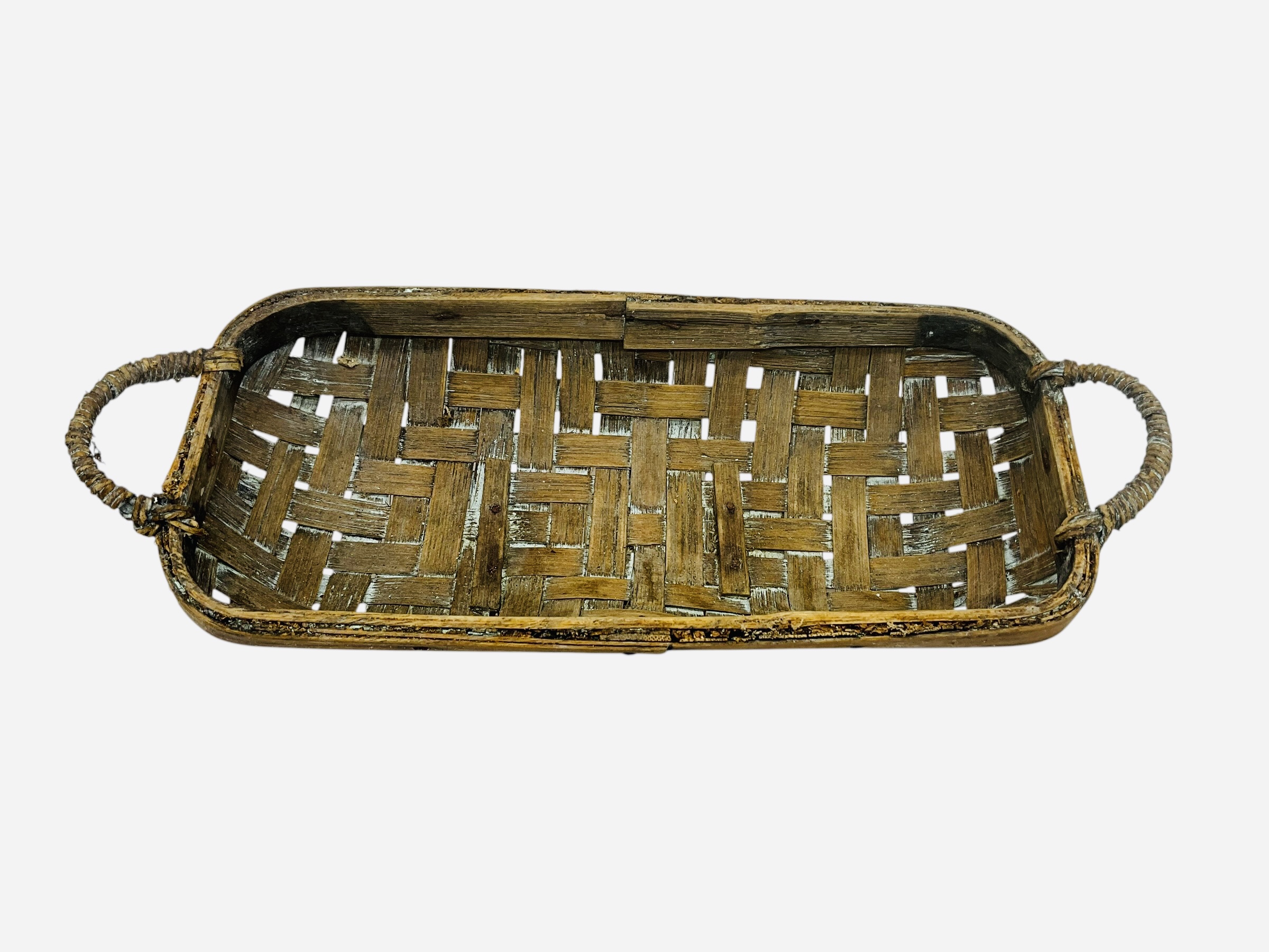 Primitive Small Table Top Split Oak Basket