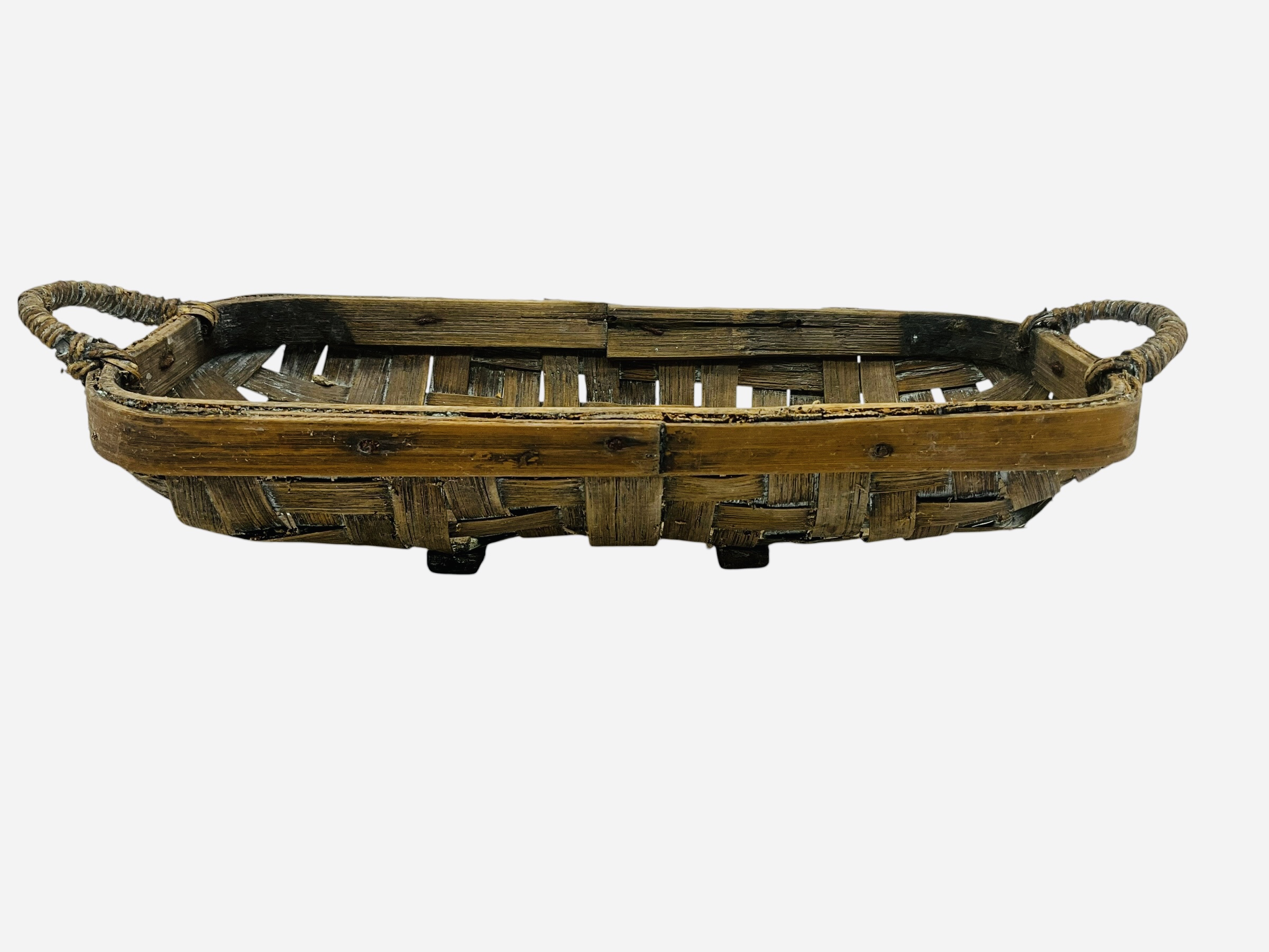 Primitive Small Table Top Split Oak Basket