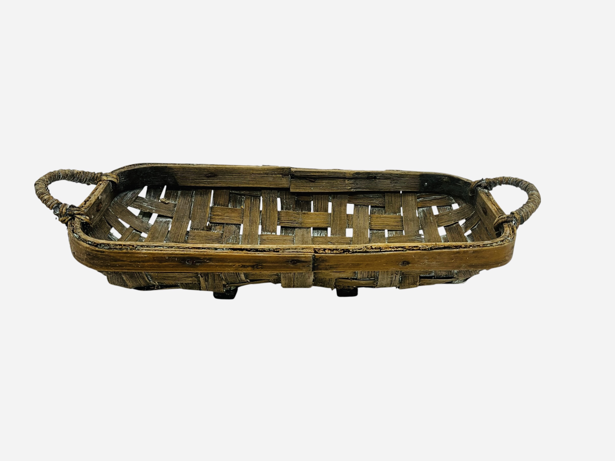 Primitive Small Table Top Split Oak Basket