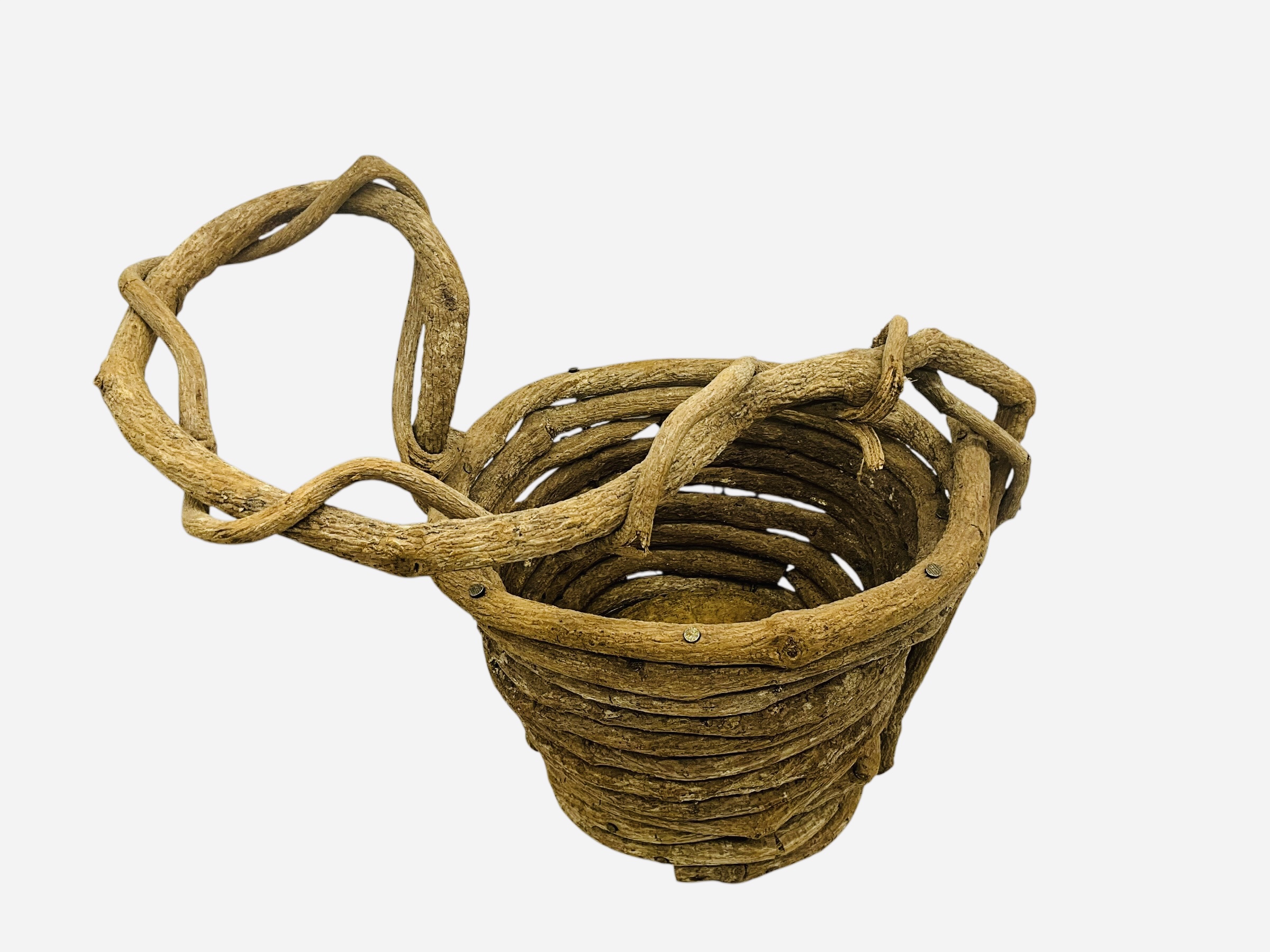 Rustic Handcrafted Hand Woven Twig Basket