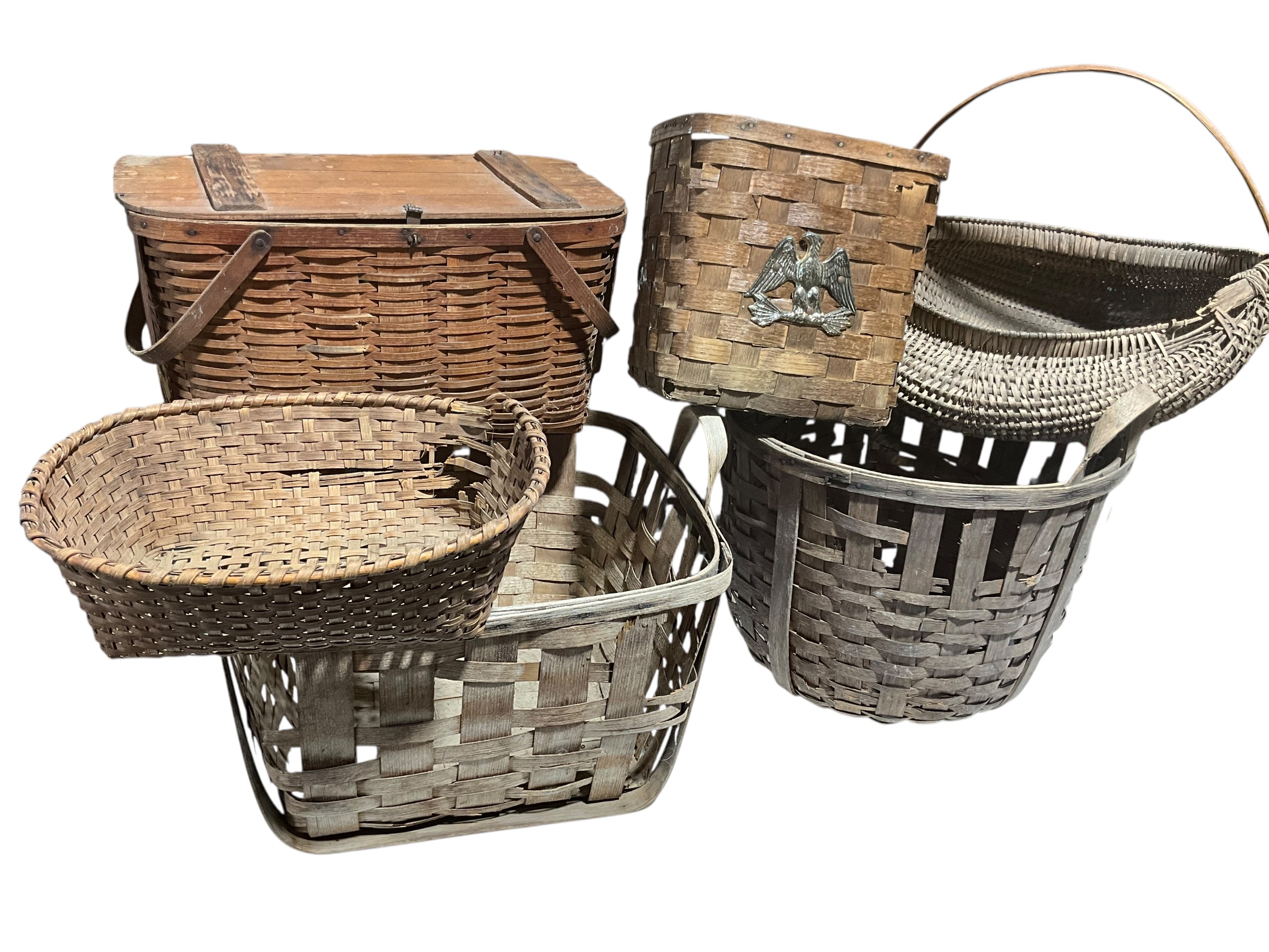Lot Of 6 Vintage Split Oak Baskets
