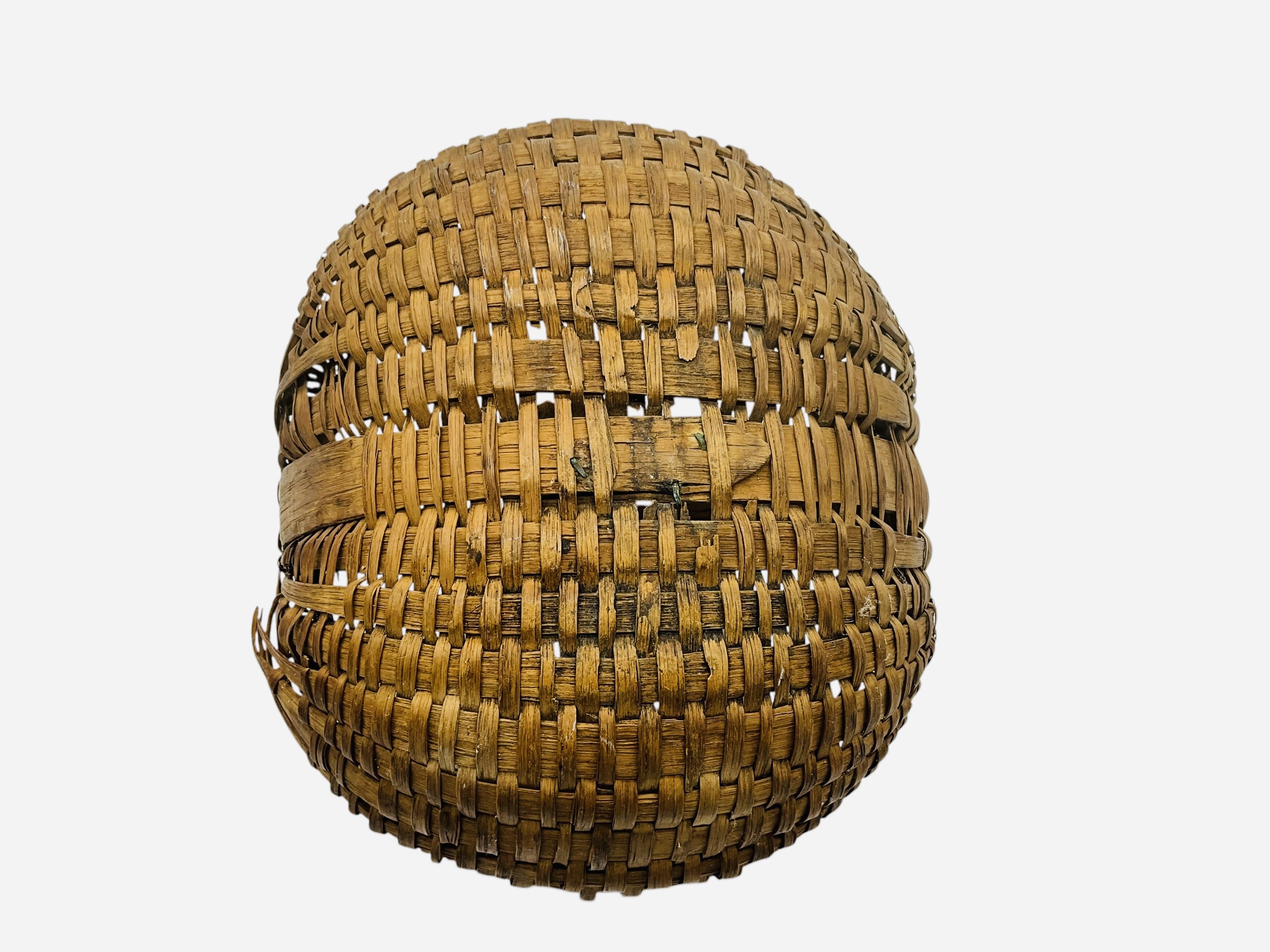 Antique 1800's Split Oak Woven Buttocks Gathering Basket