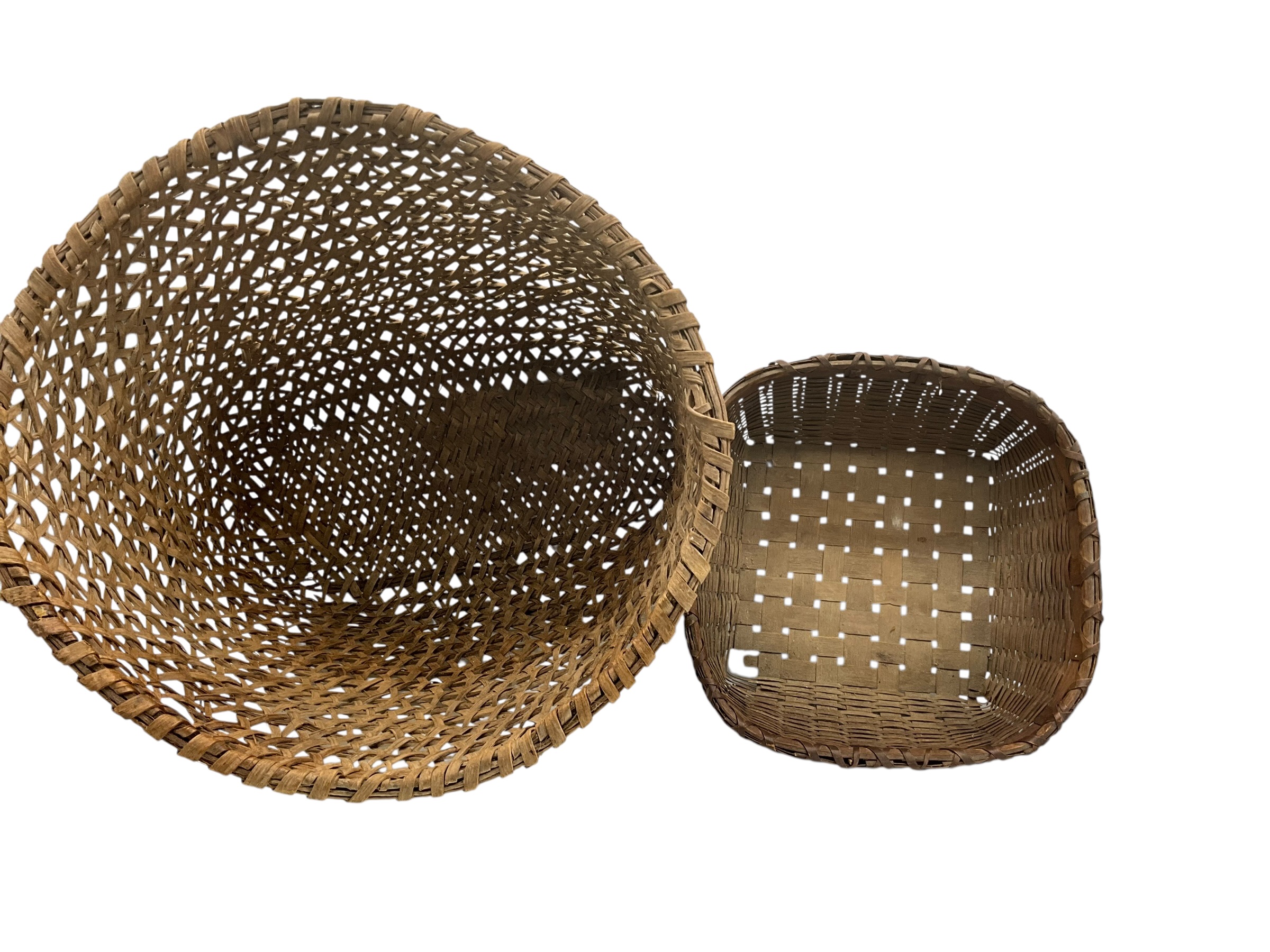 Pair Vintage Split Oak Gathering Baskets