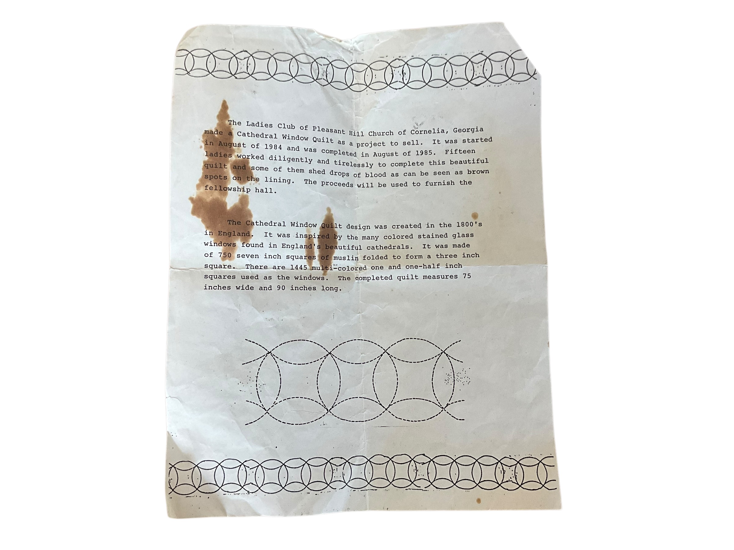 Cathedral Window Quilt Cornelia Ga With Makers Letter
