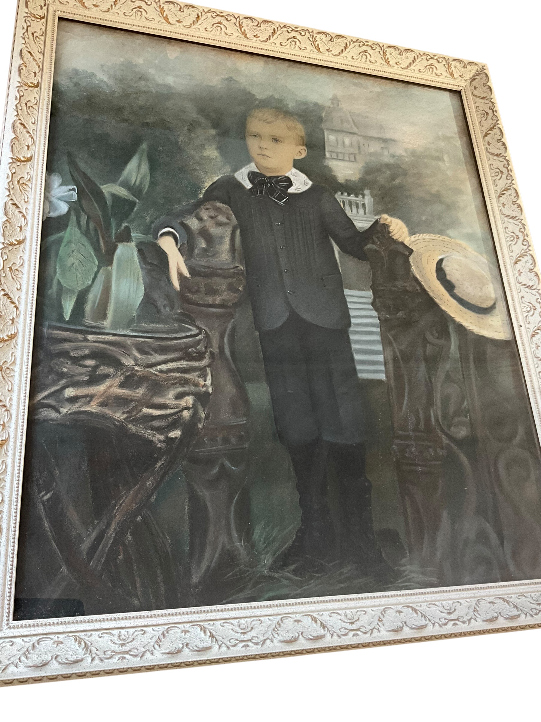 Original Antique Oil Painting of Young Boy