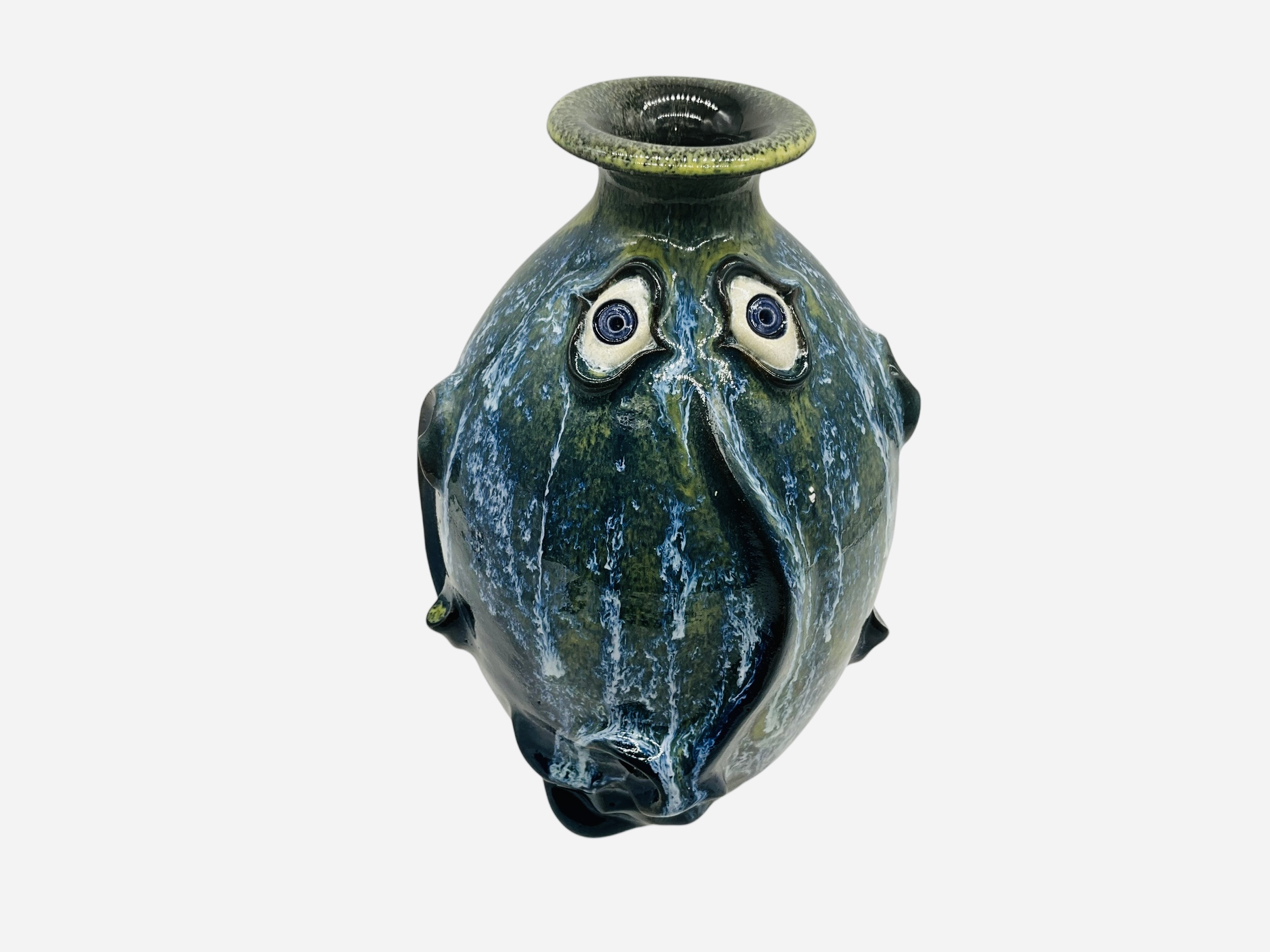 Jonathon Corn Long Nose Face Jug / Great Glaze
