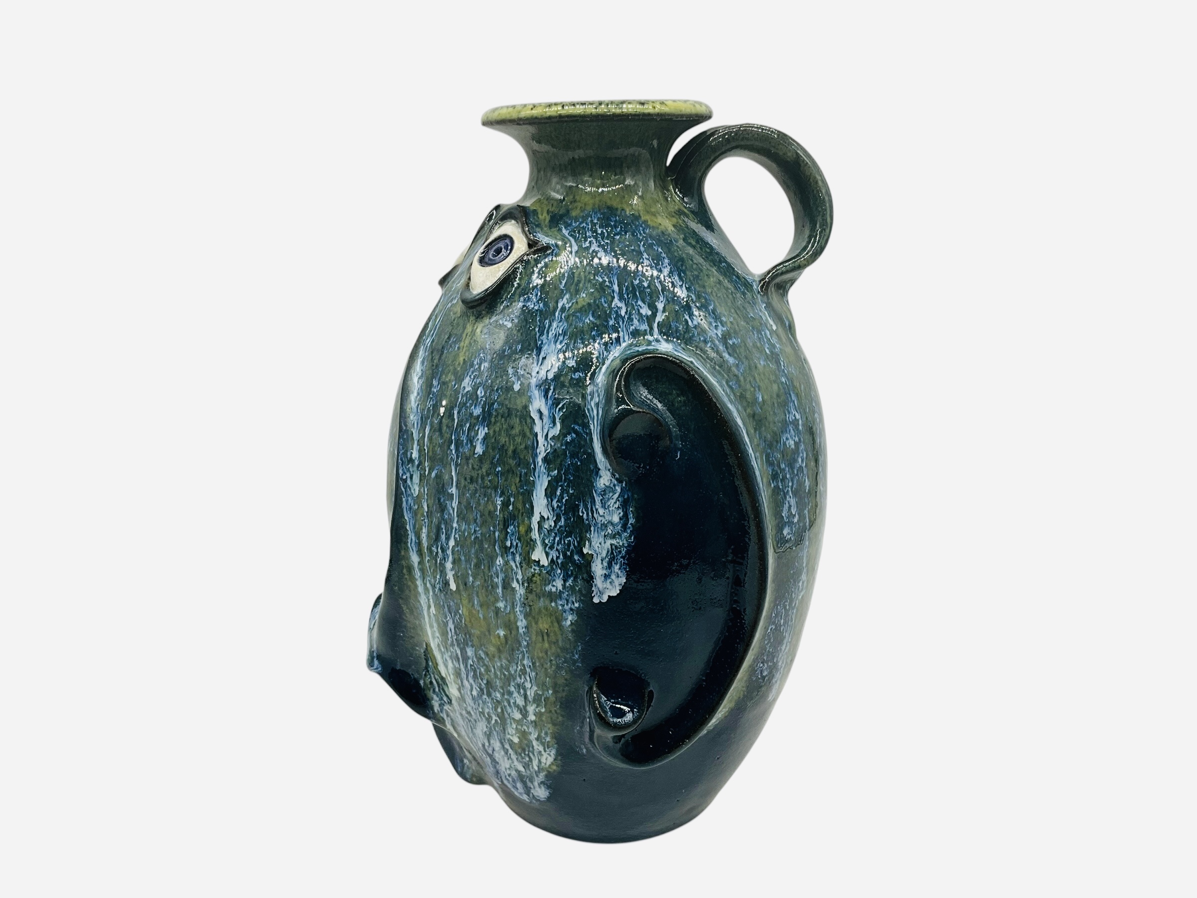 Jonathon Corn Long Nose Face Jug / Great Glaze