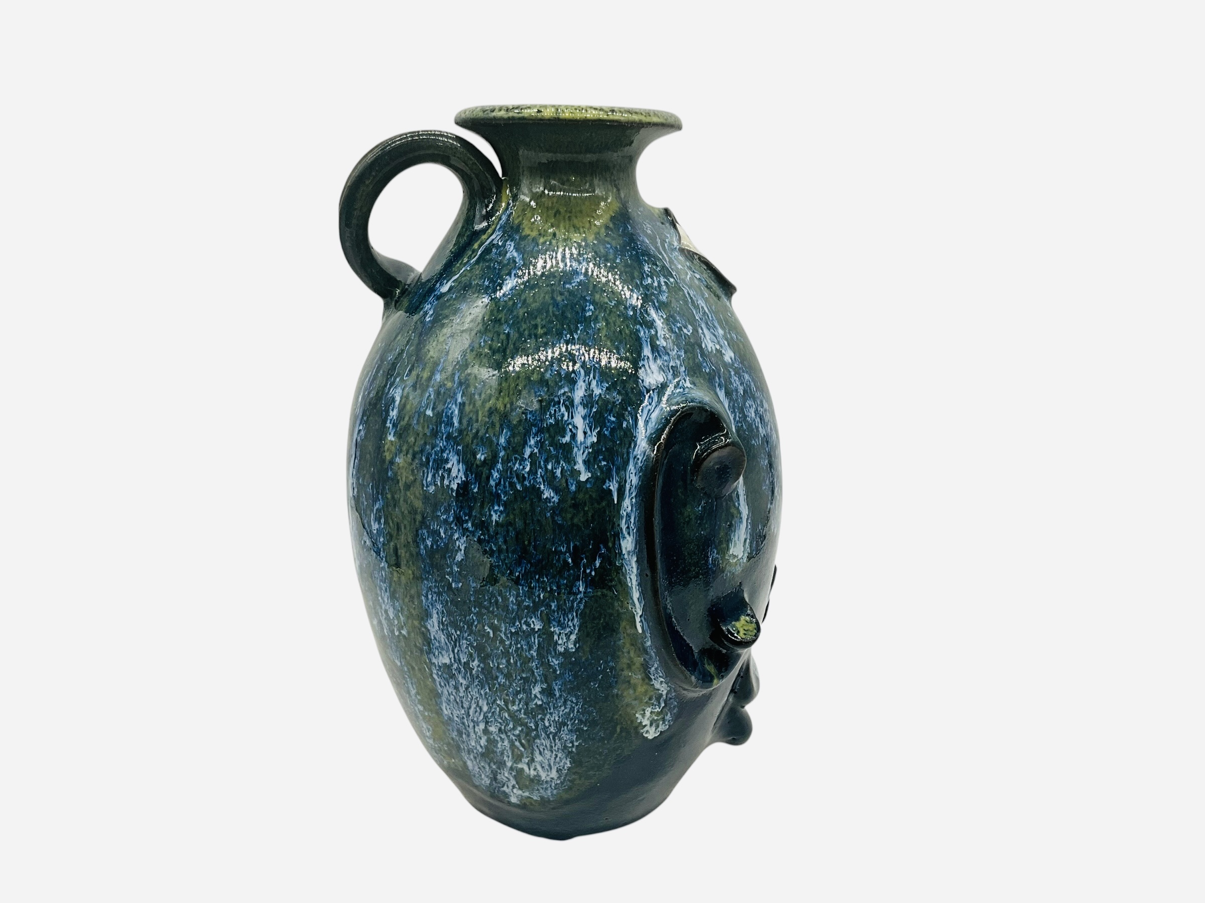 Jonathon Corn Long Nose Face Jug / Great Glaze